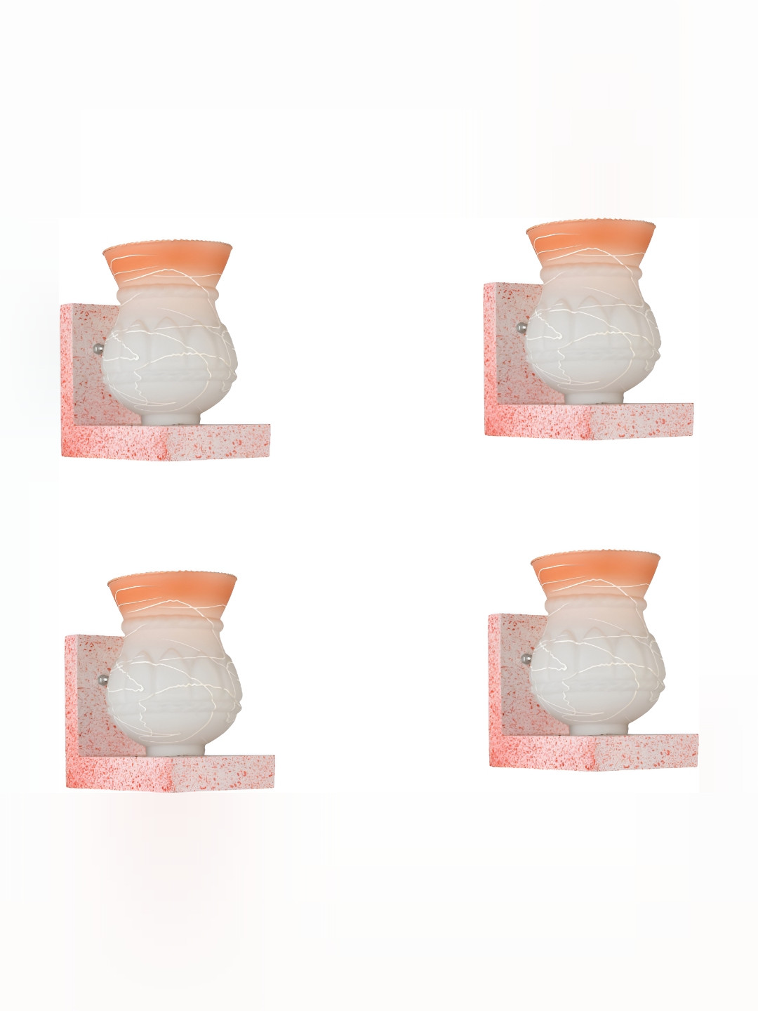 

1ST TIME Orange & White 4 Pieces Textured Glass Contemporary Wall Lamp