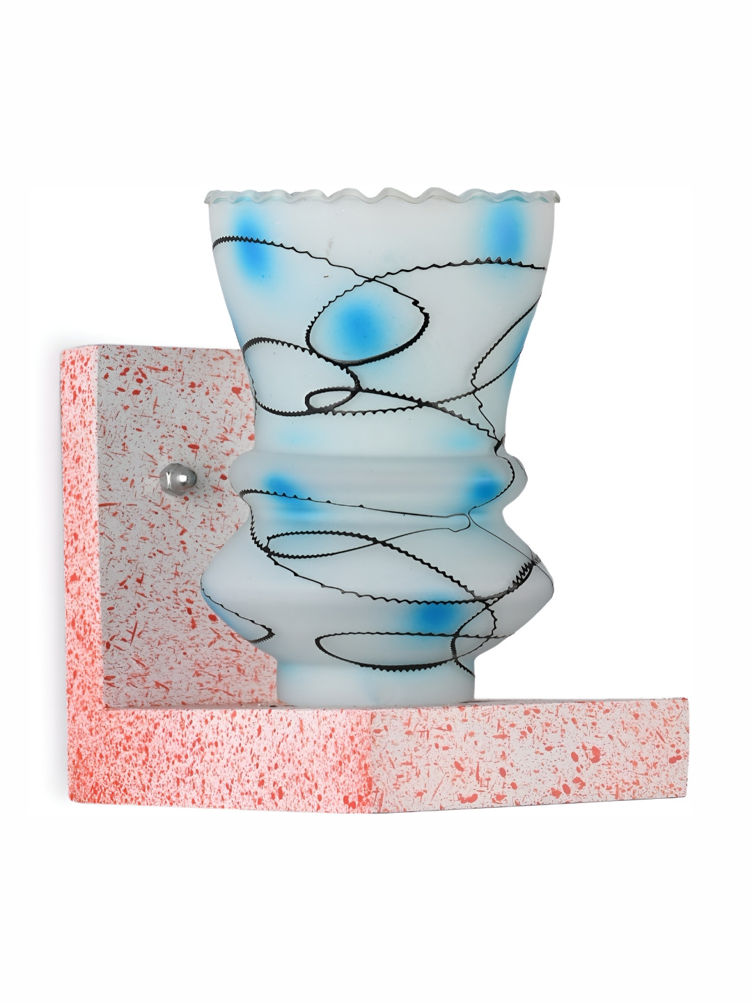 

1ST TIME Blue & White Printed Glass Traditional Abstract Shaped Wall Lamp