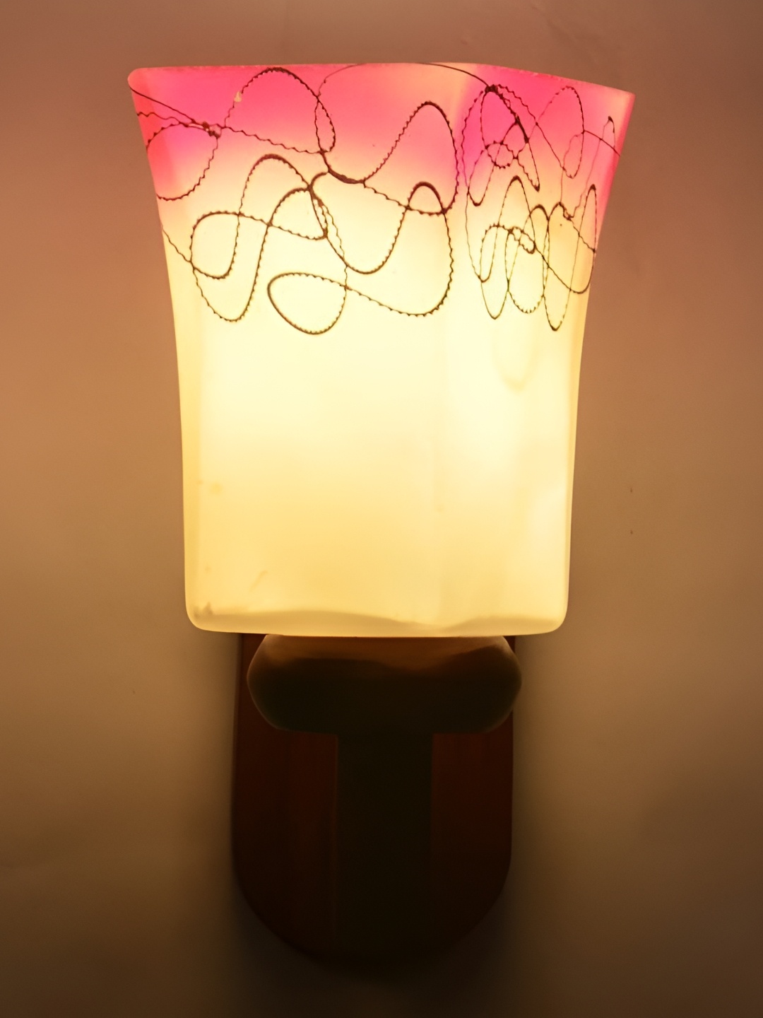 

1ST TIME White & Pink Glass Rectangle Shaped Contemporary Wall Lamp