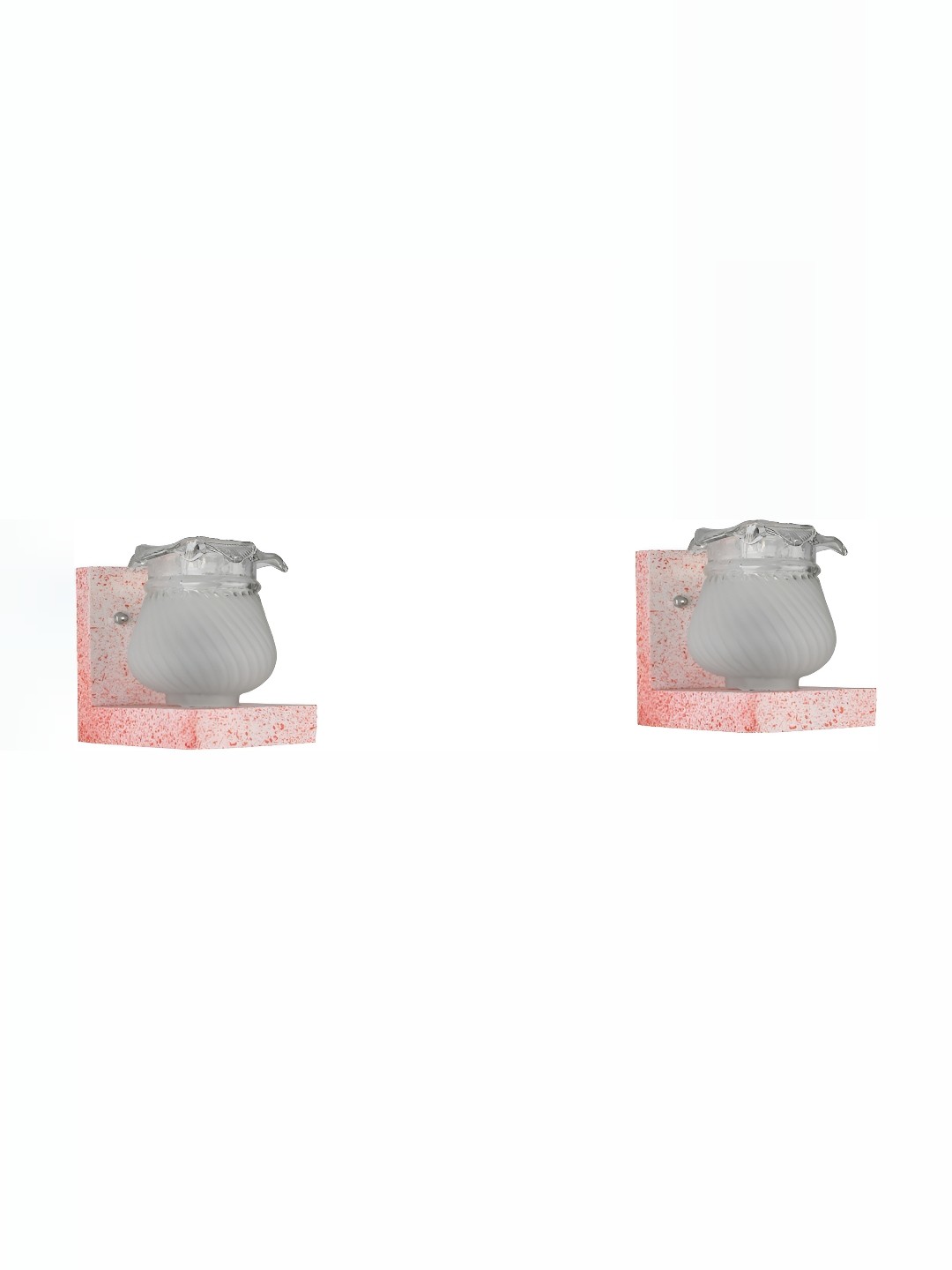 

1ST TIME Transparent & Pink 2 Pieces Textured Glass Contemporary Wall Lamp