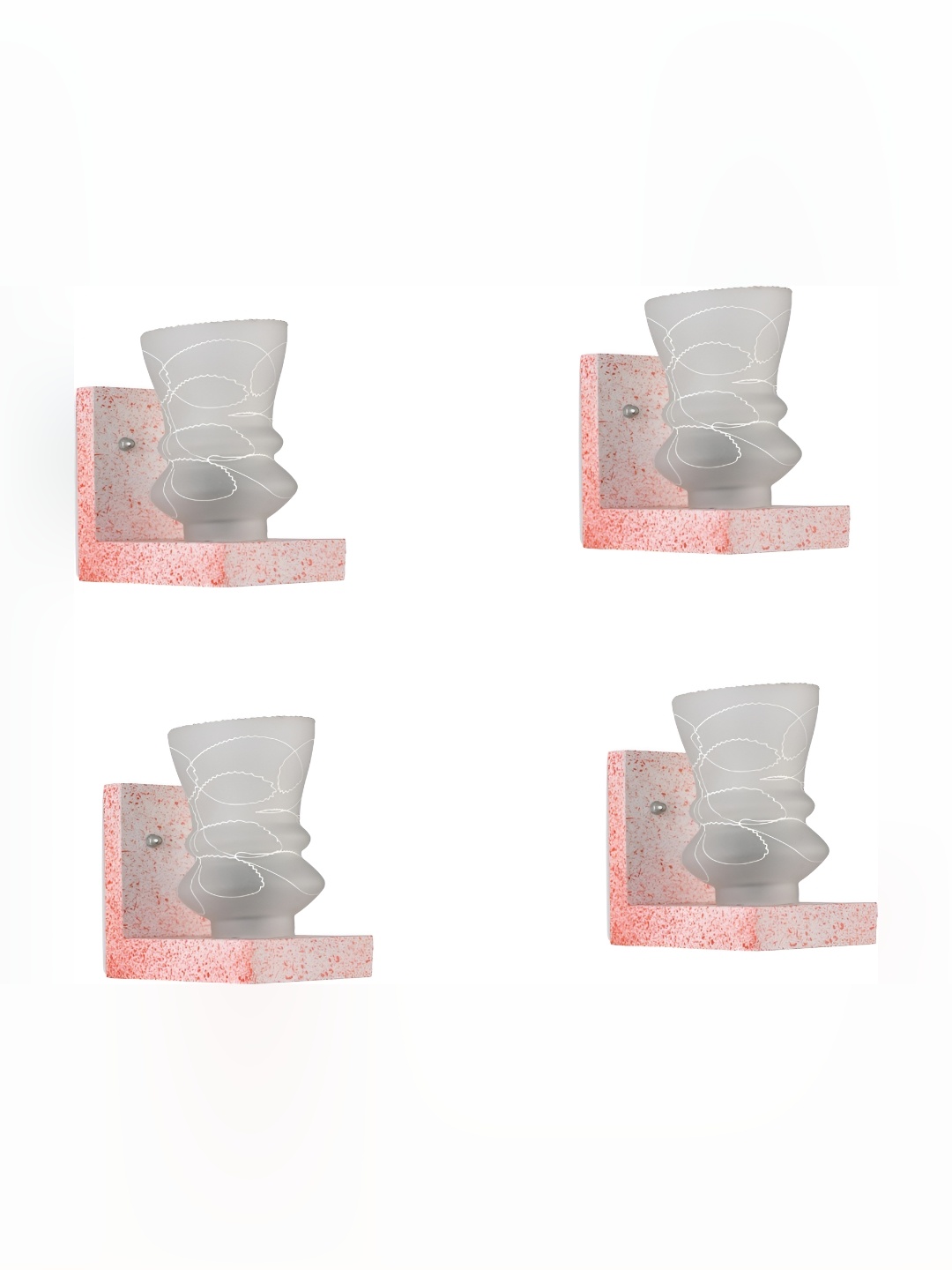 

1ST TIME White & Pink 4 Pieces Printed Glass Traditional Wall Lamp