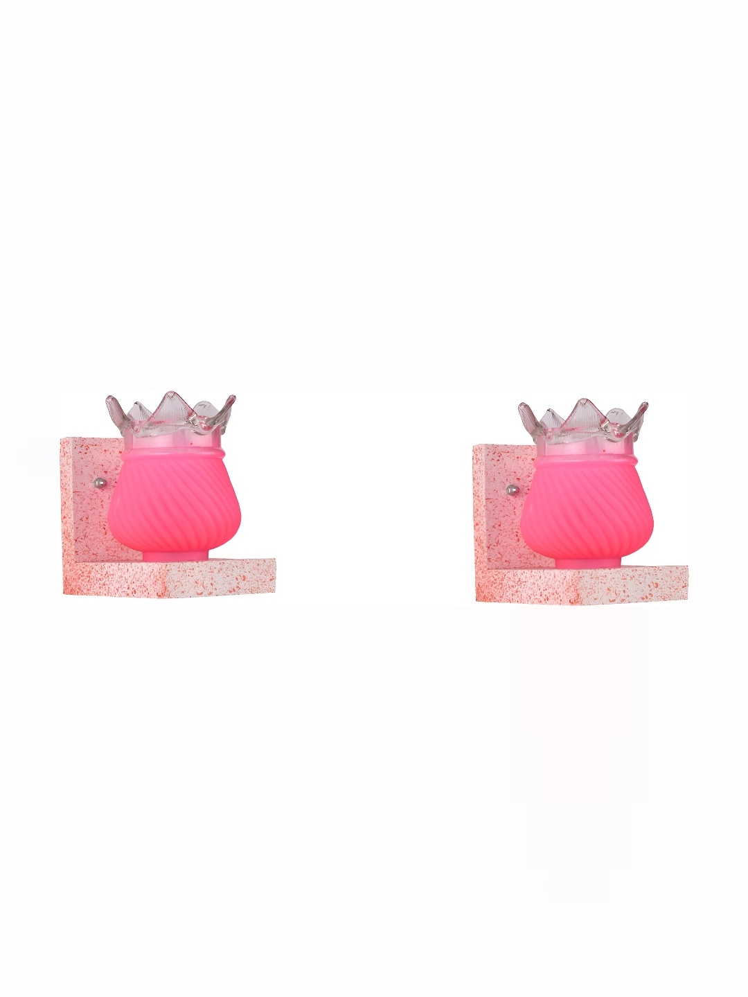 

1ST TIME Pink 2 Pieces Textured Glass Abstract Shaped Contemporary Wall Lamps