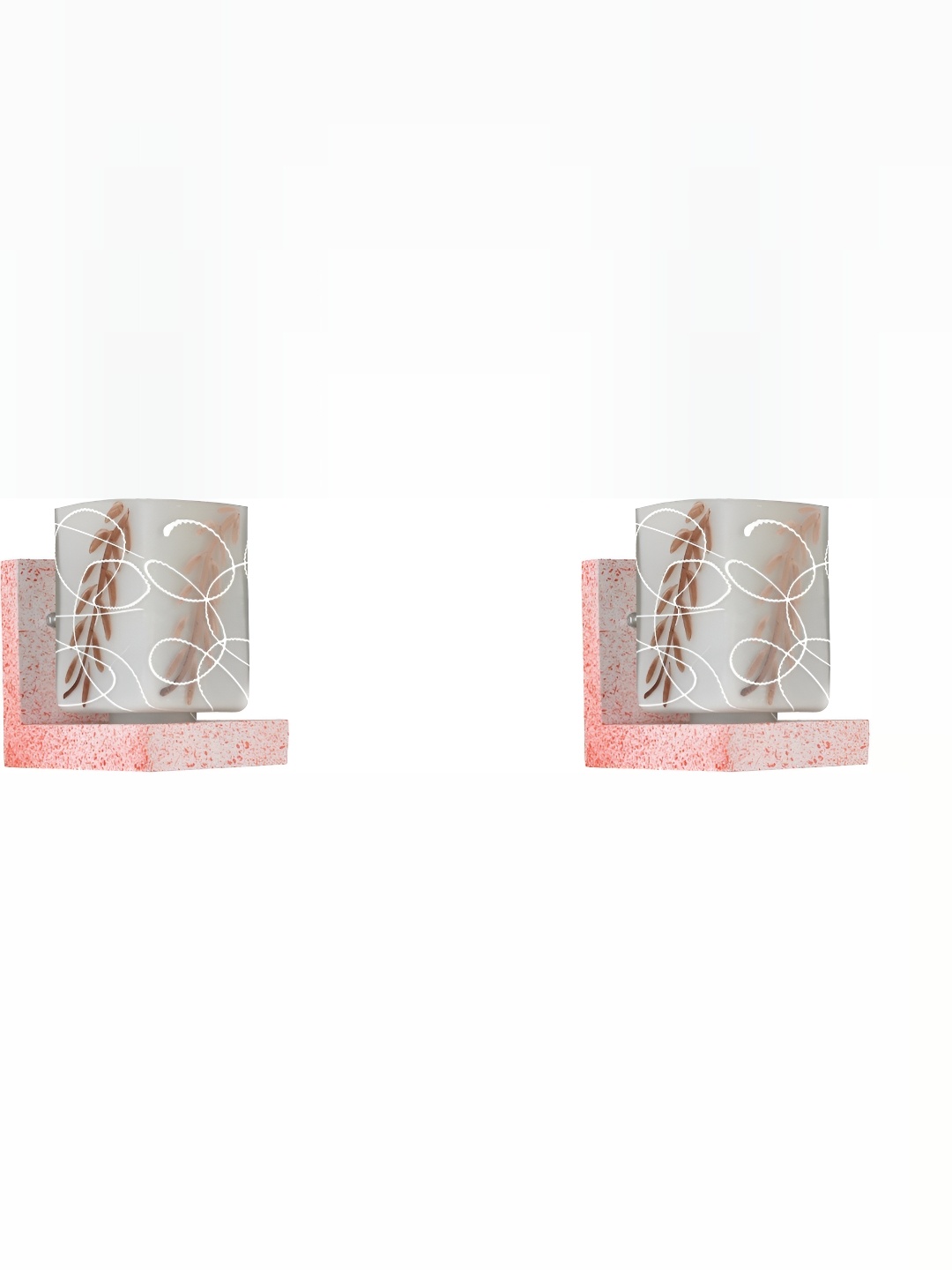 

1ST TIME Brown & Pink 2 Pieces Printed Glass Traditional Wall Lamps
