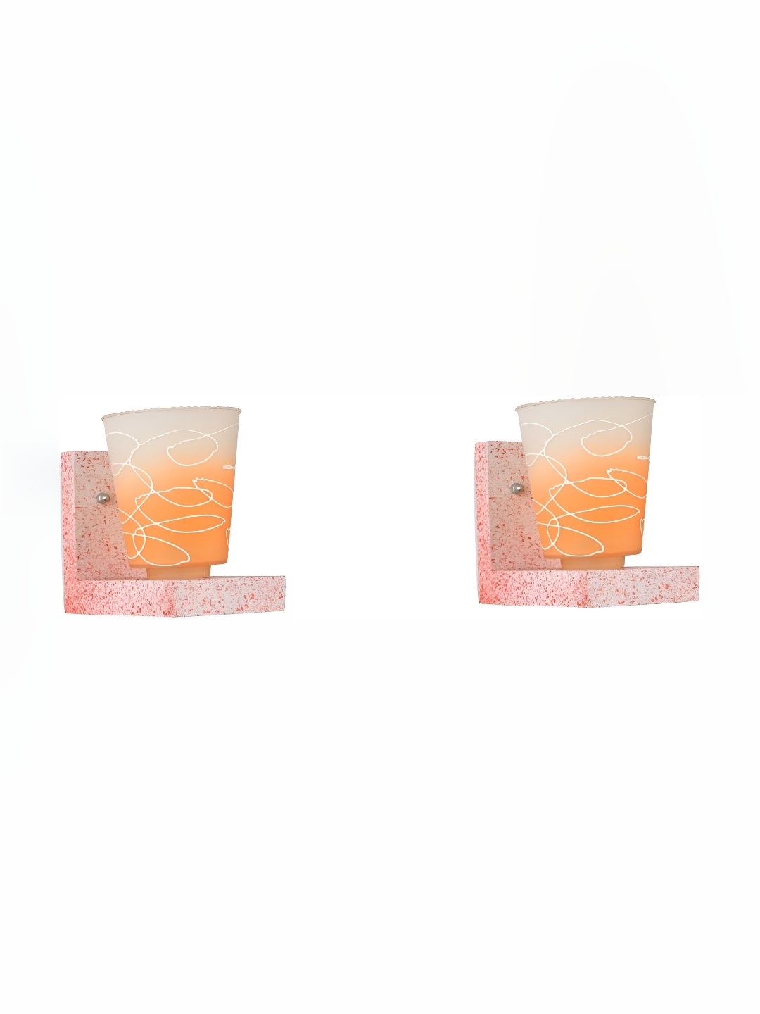 

1ST TIME Orange & White 2 pieces Printed Glass Traditional Wall Lamp