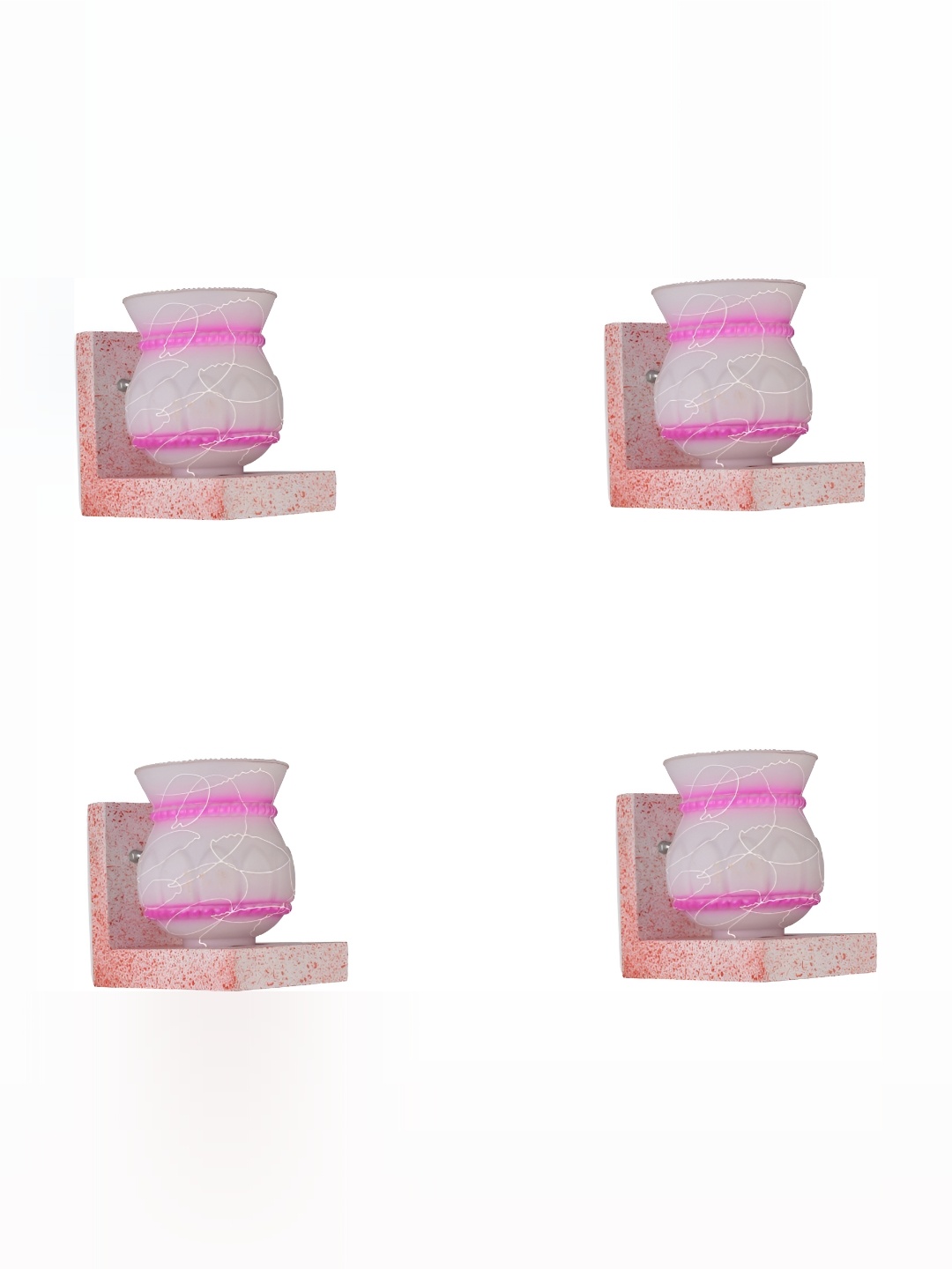 

1ST TIME Pink & White 4 Pieces Printed Glass Contemporary Wall Lamp