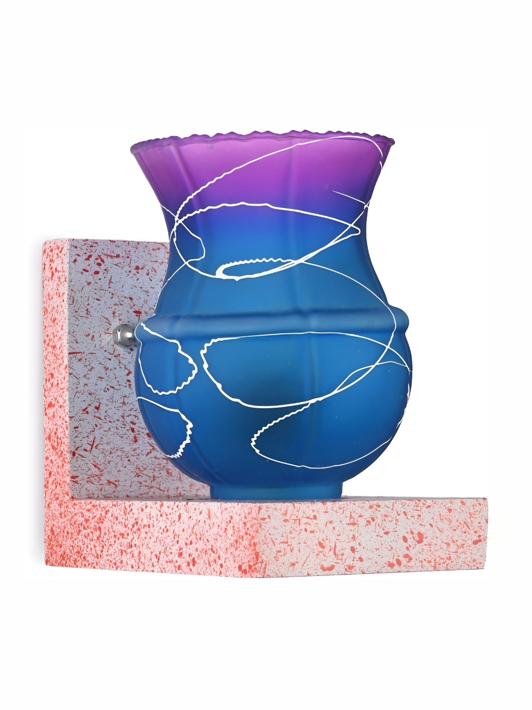 

1ST TIME Blue & Purple Printed Glass Traditional Cylinder Shaped Wall Lamp