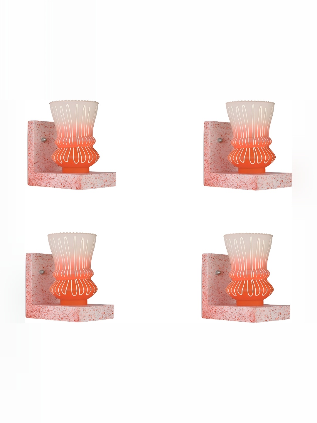 

1ST TIME Orange & White 4 Pieces Printed Glass Traditional Wall Lamp