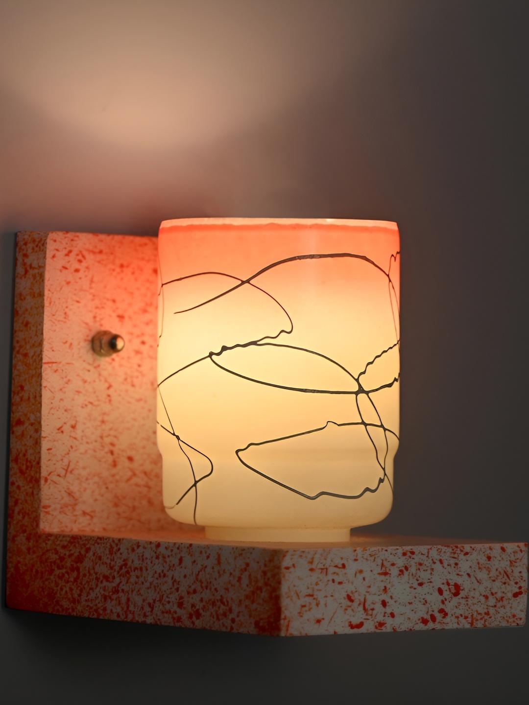 

1ST TIME Orange & White Printed Glass Self Assembly Cylinder Contemporary Wall Lamp