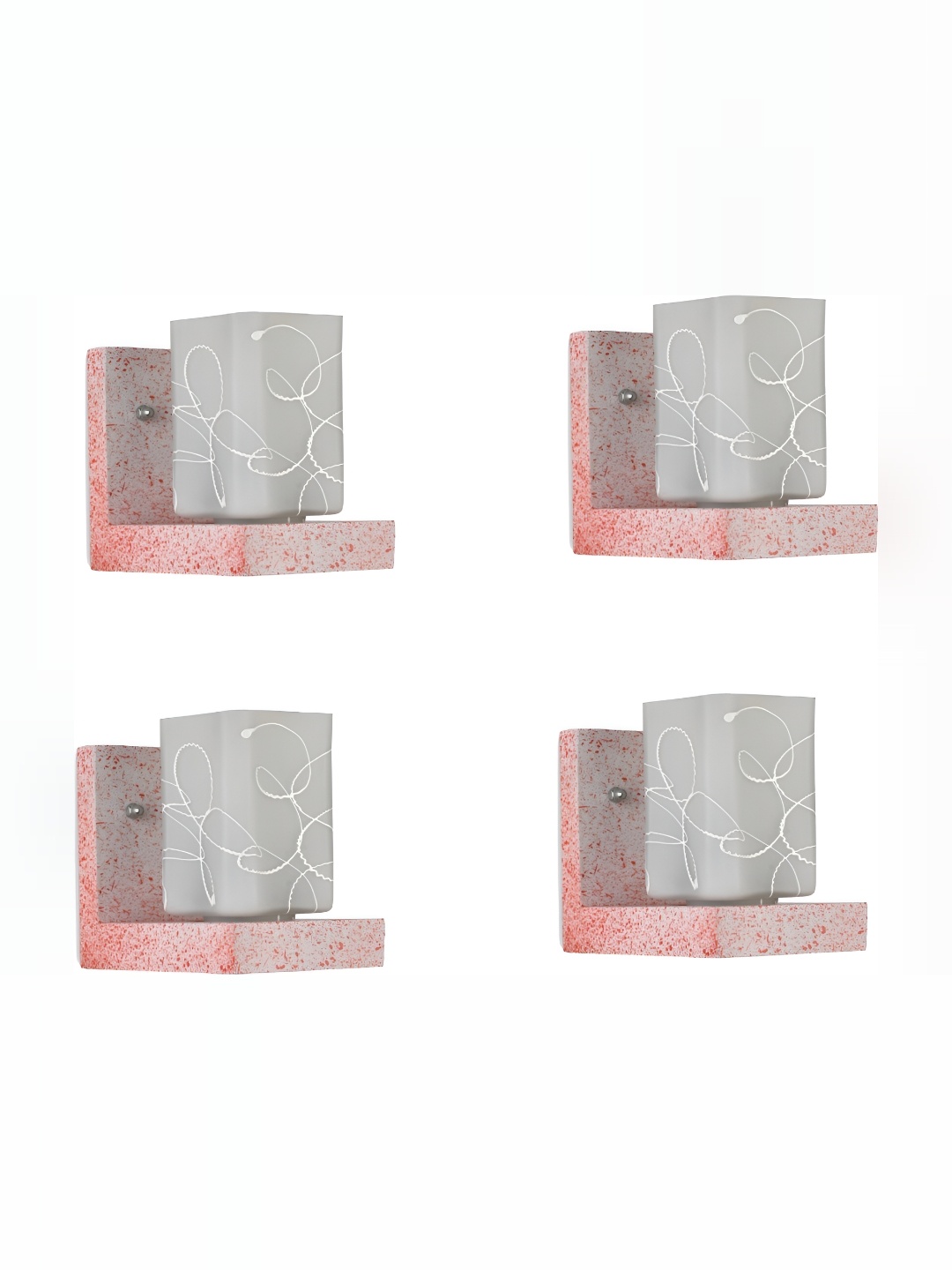 

1ST TIME White 4 Pieces Printed Glass Rectangle Shaped Contemporary Wall Lamps