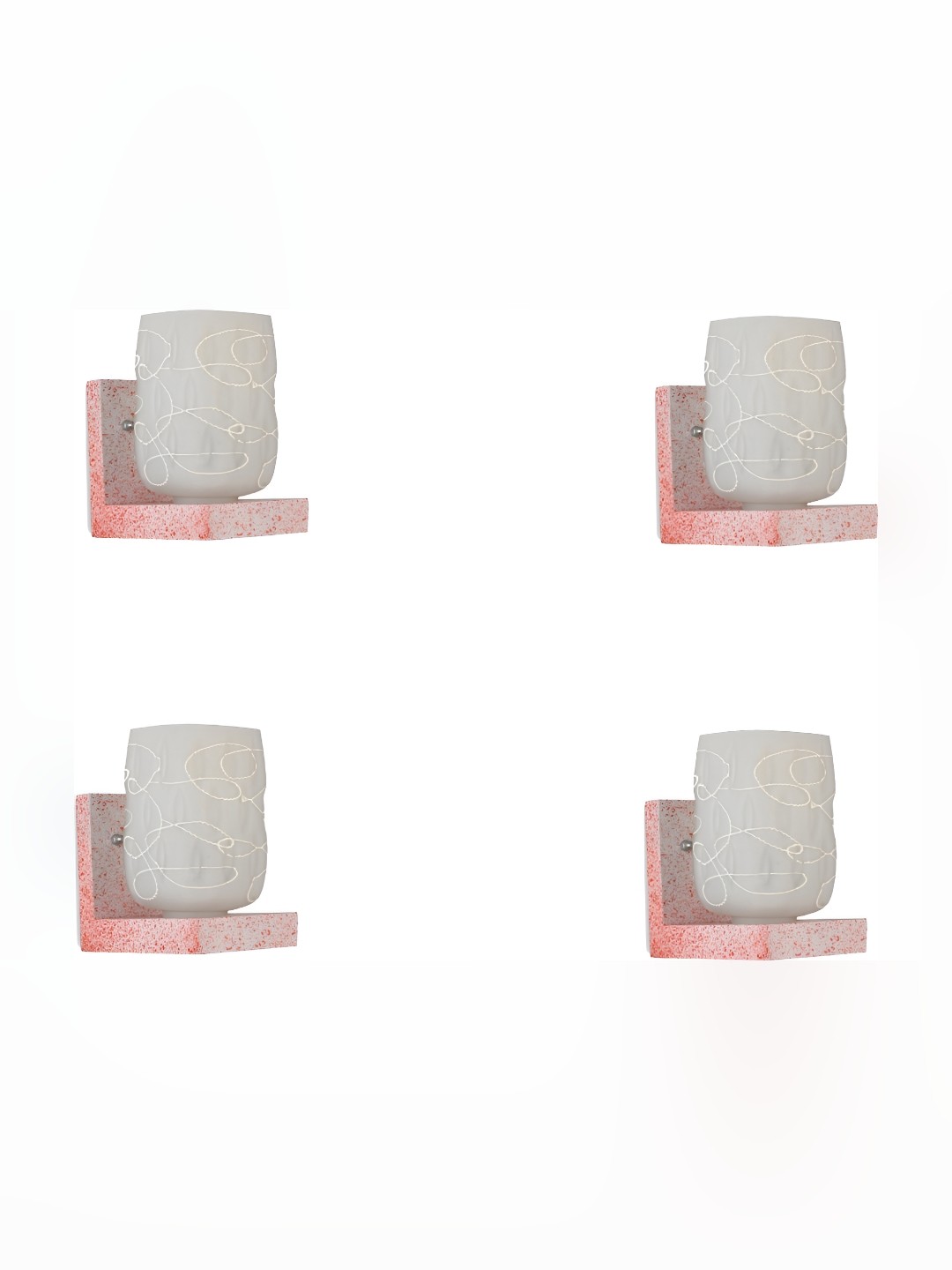 

1ST TIME White & Pink 4 Pieces Printed Glass Traditional Cylinder Shaped Wall Lamp