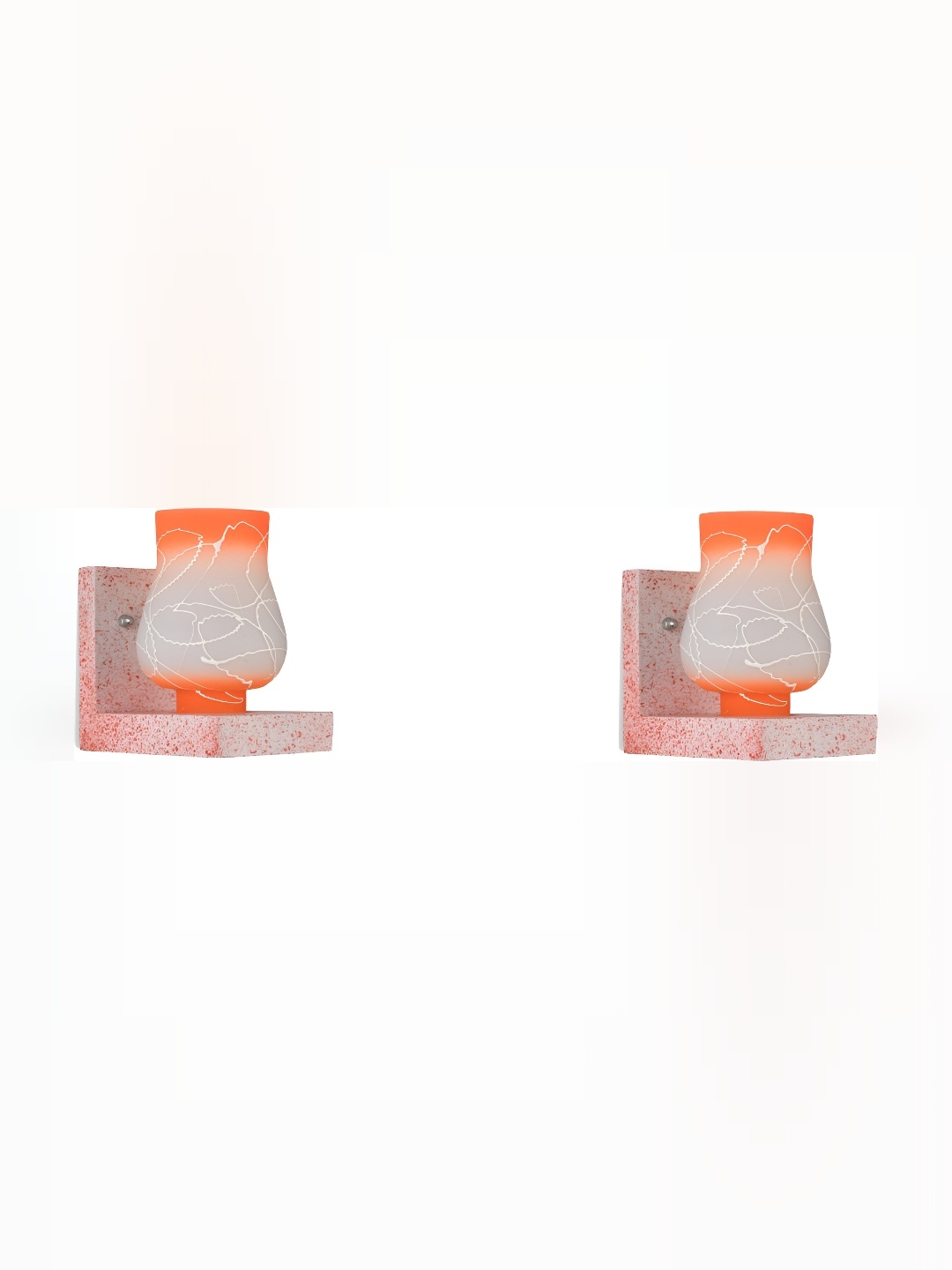 

1ST TIME Orange & Grey 2 Pieces Glass Printed Contemporary Bell Shaped Wall Lamps