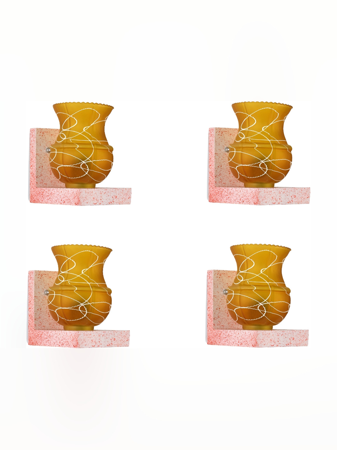 

1ST TIME Yellow & White 4 Pieces Printed Glass Contemporary Wall Lamp