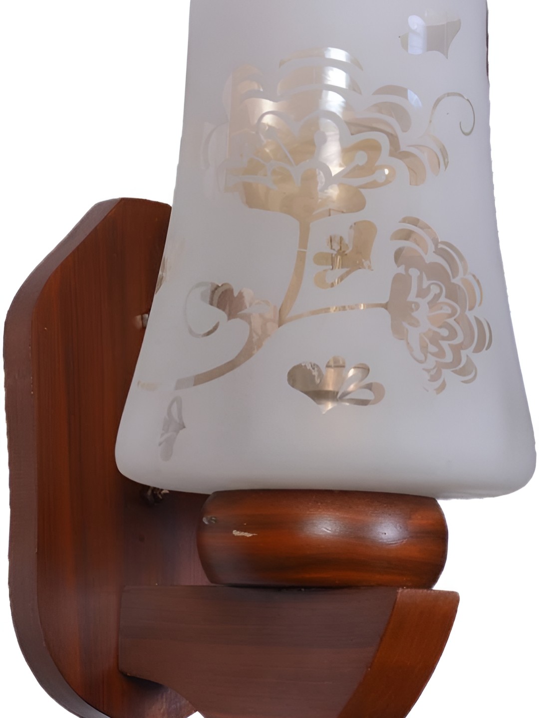 

1ST TIME White & Beige Printed Glass Frustum Shaped Contemporary Wall Lamp