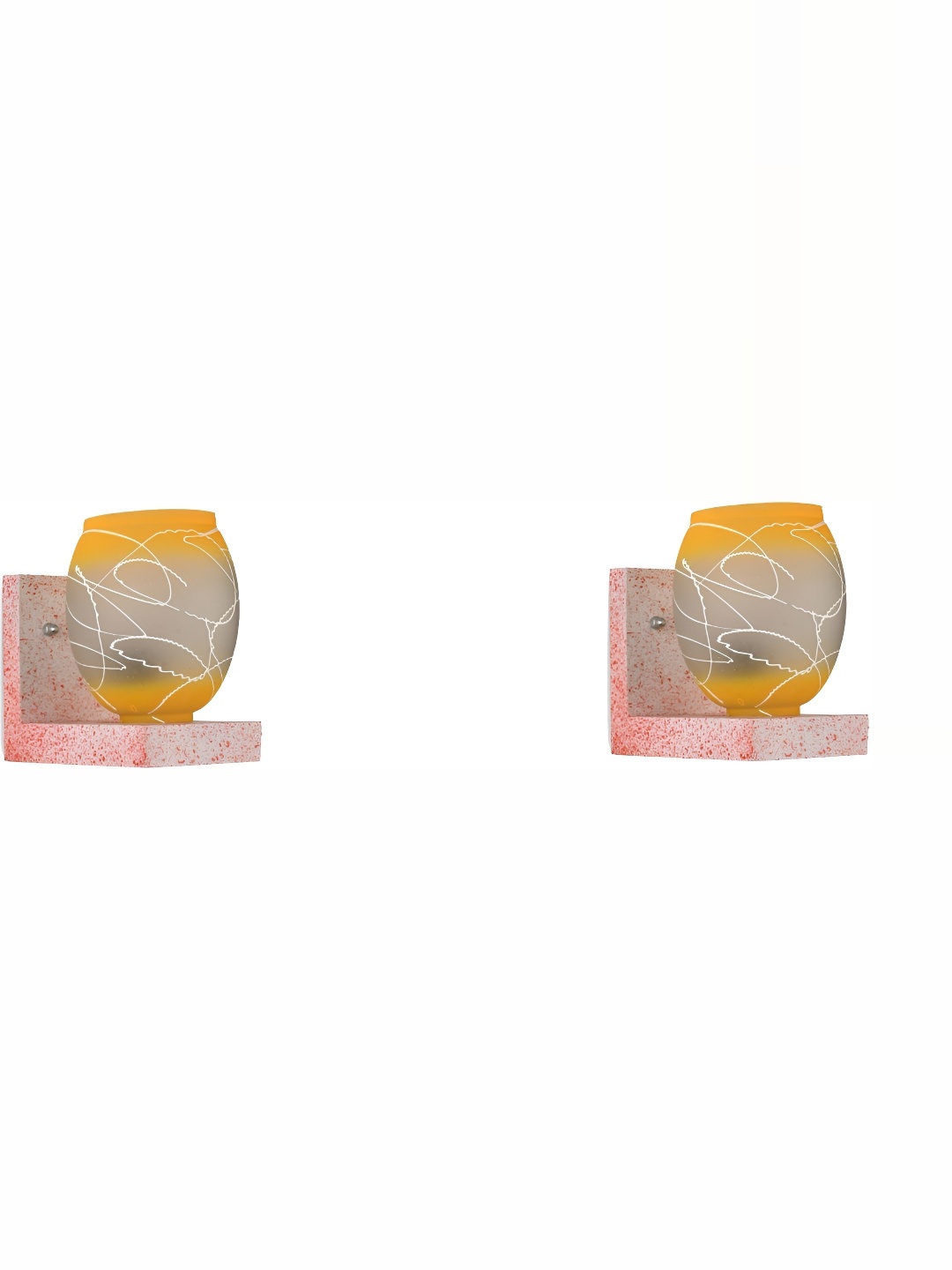

1ST TIME Yellow & White 2 Pieces Printed Glass Traditional Wall Lamps