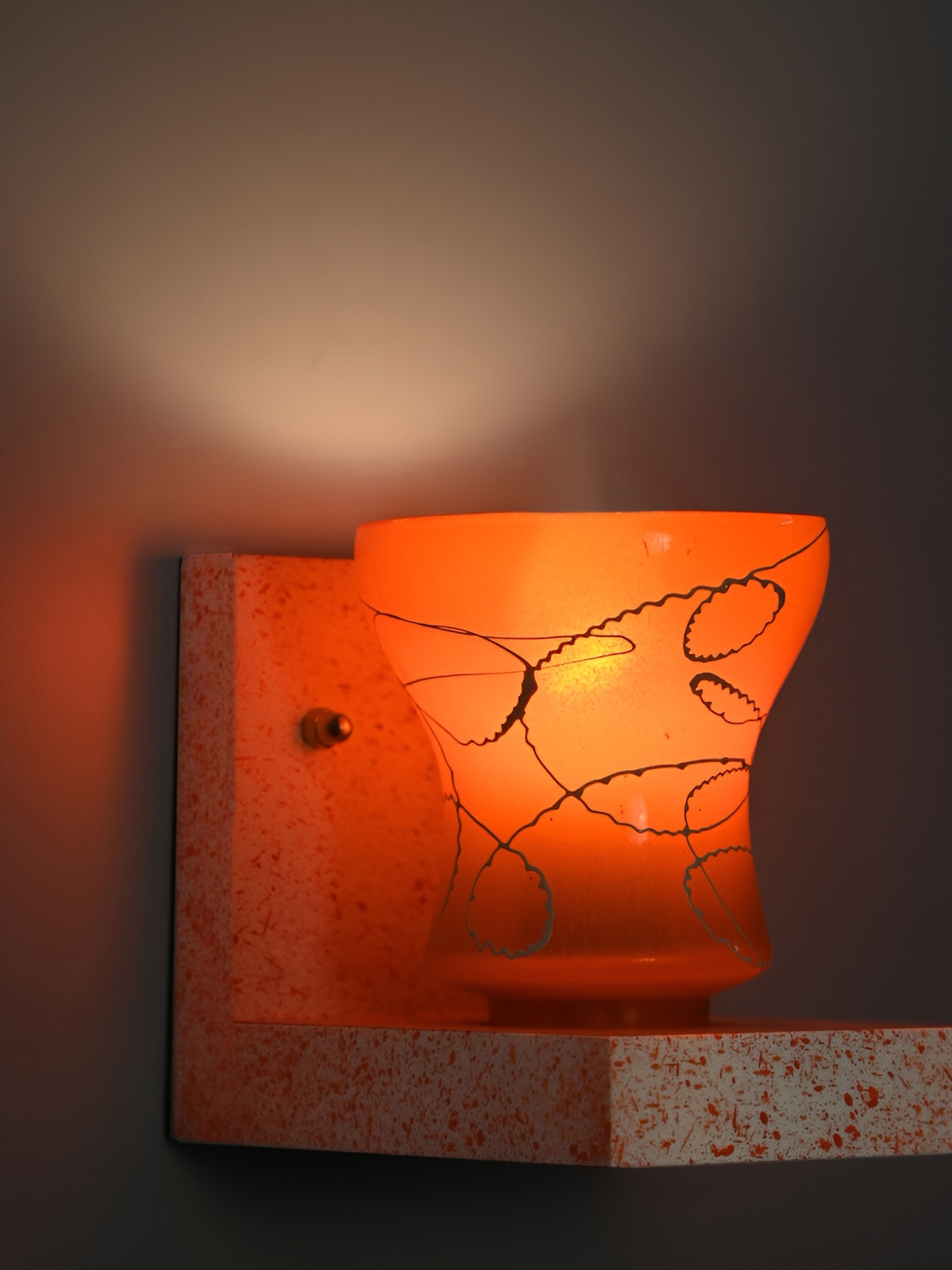 

1ST TIME Red & White Printed Glass Traditional Wall Lamp