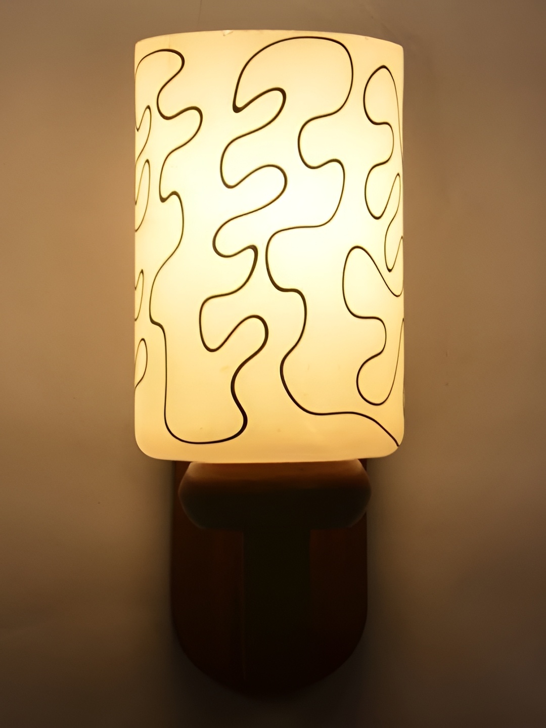 

1ST TIME White & Black Printed Glass Contemporary Cylinder Shaped Wall Lamp