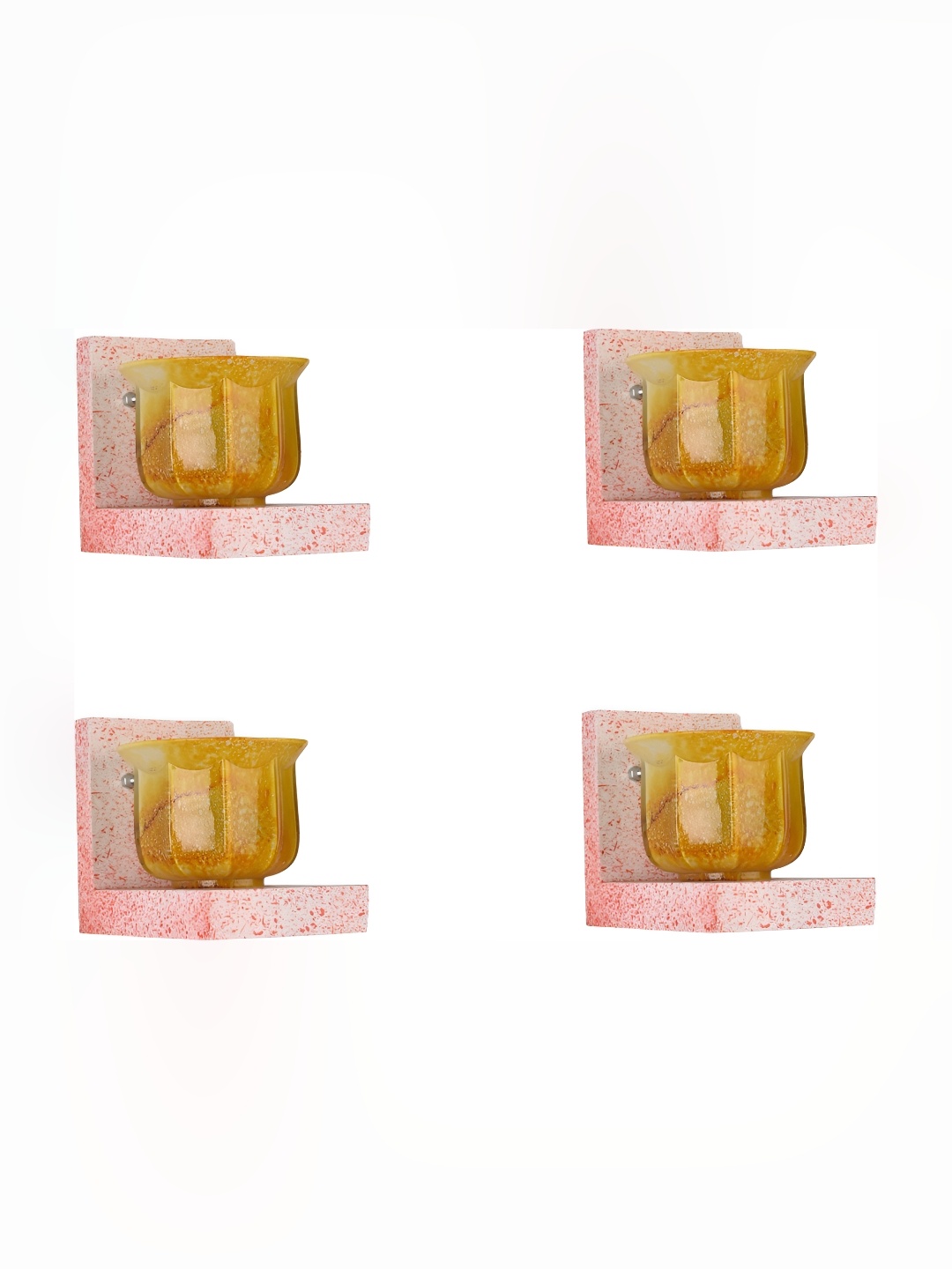 

1ST TIME Yellow & Pink 4 Pieces Printed Glass Traditional Wall Lamps