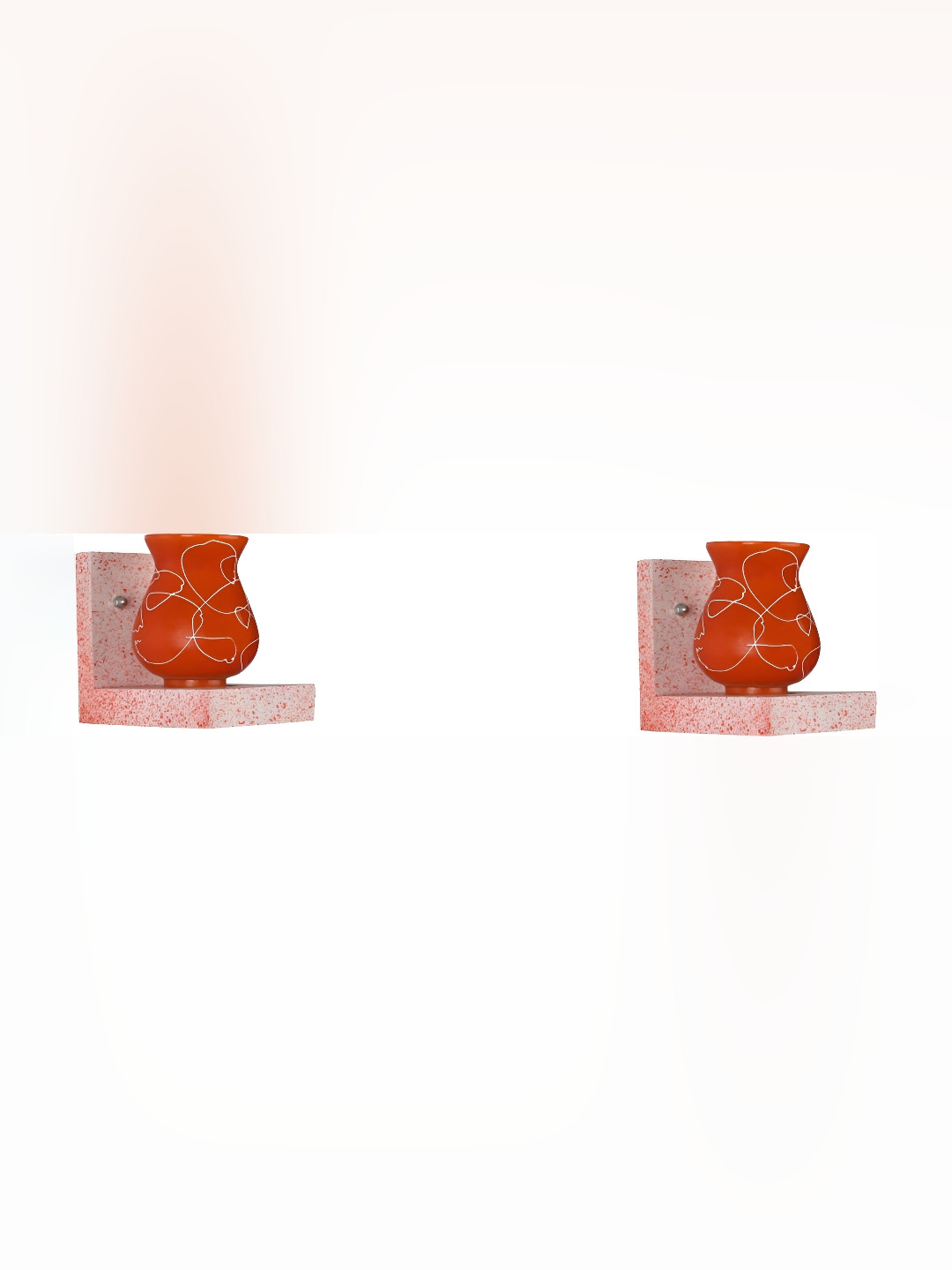 

1ST TIME Red & Pink 2 Pieces Printed Printed Glass Contemporary Wall Lamps