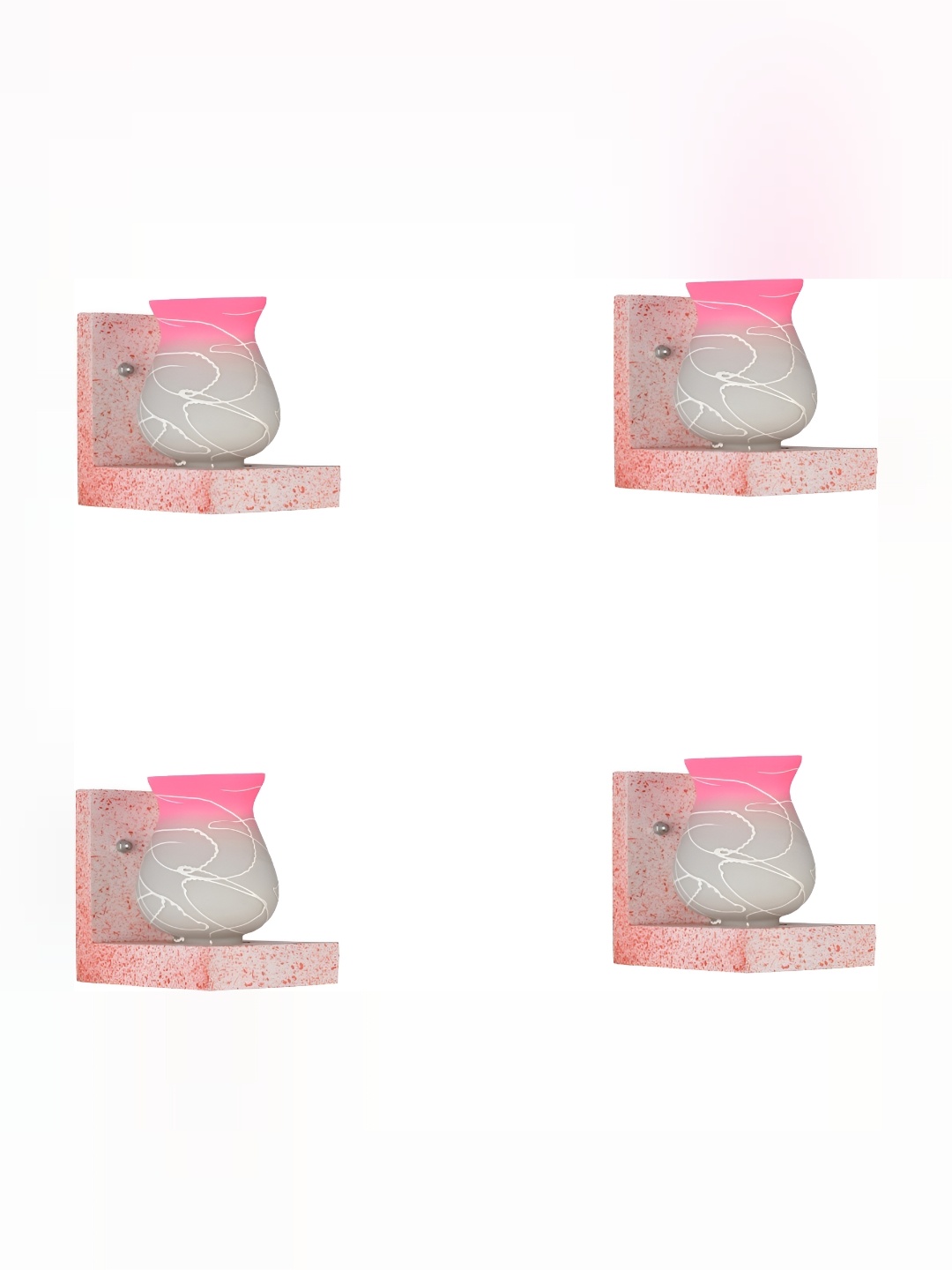 

1ST TIME Pink & White 4 Pieces Printed Glass Traditional Wall Lamp