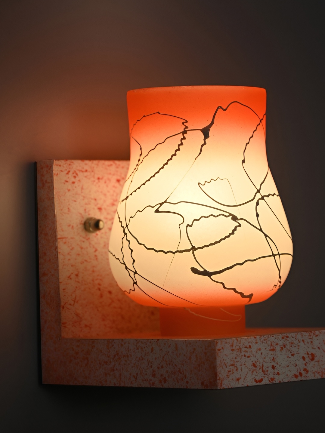 

1ST TIME Orange & White Printed Glass Frustum Shaped Contemporary Wall Lamp