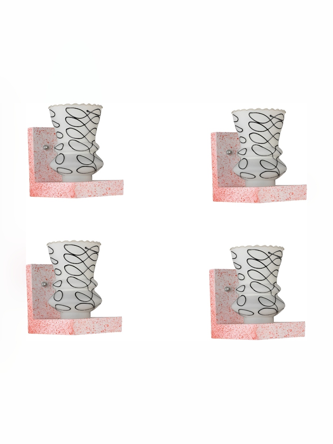 

1ST TIME Black & White 4 Pieces Printed Glass Traditional Wall Lamps