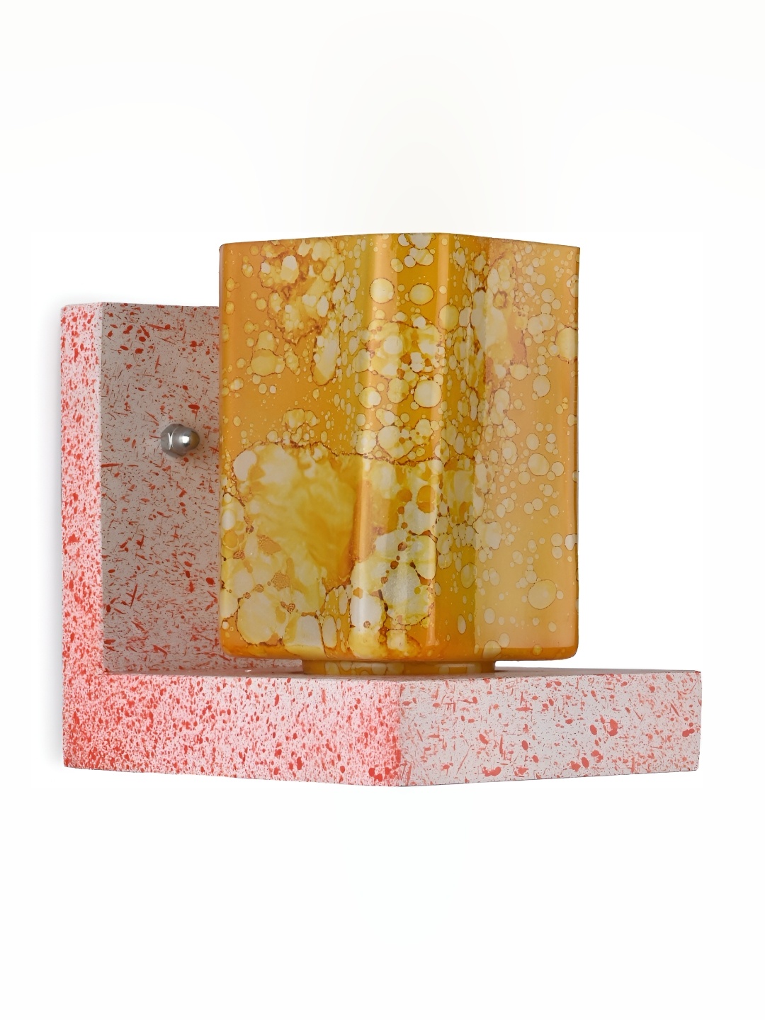 

1ST TIME Yellow & Pink Textured Glass Traditional Square Shaped Wall Lamp