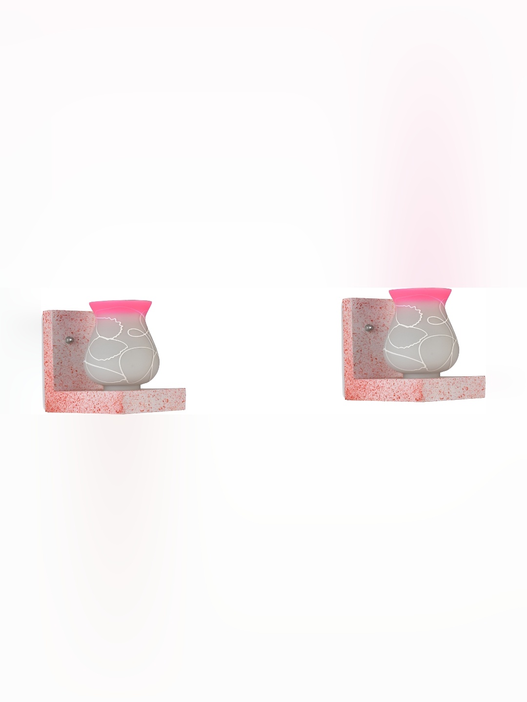 

1ST TIME Pink & Grey 2 Pieces Textured Glass Contemporary Wall Lamp