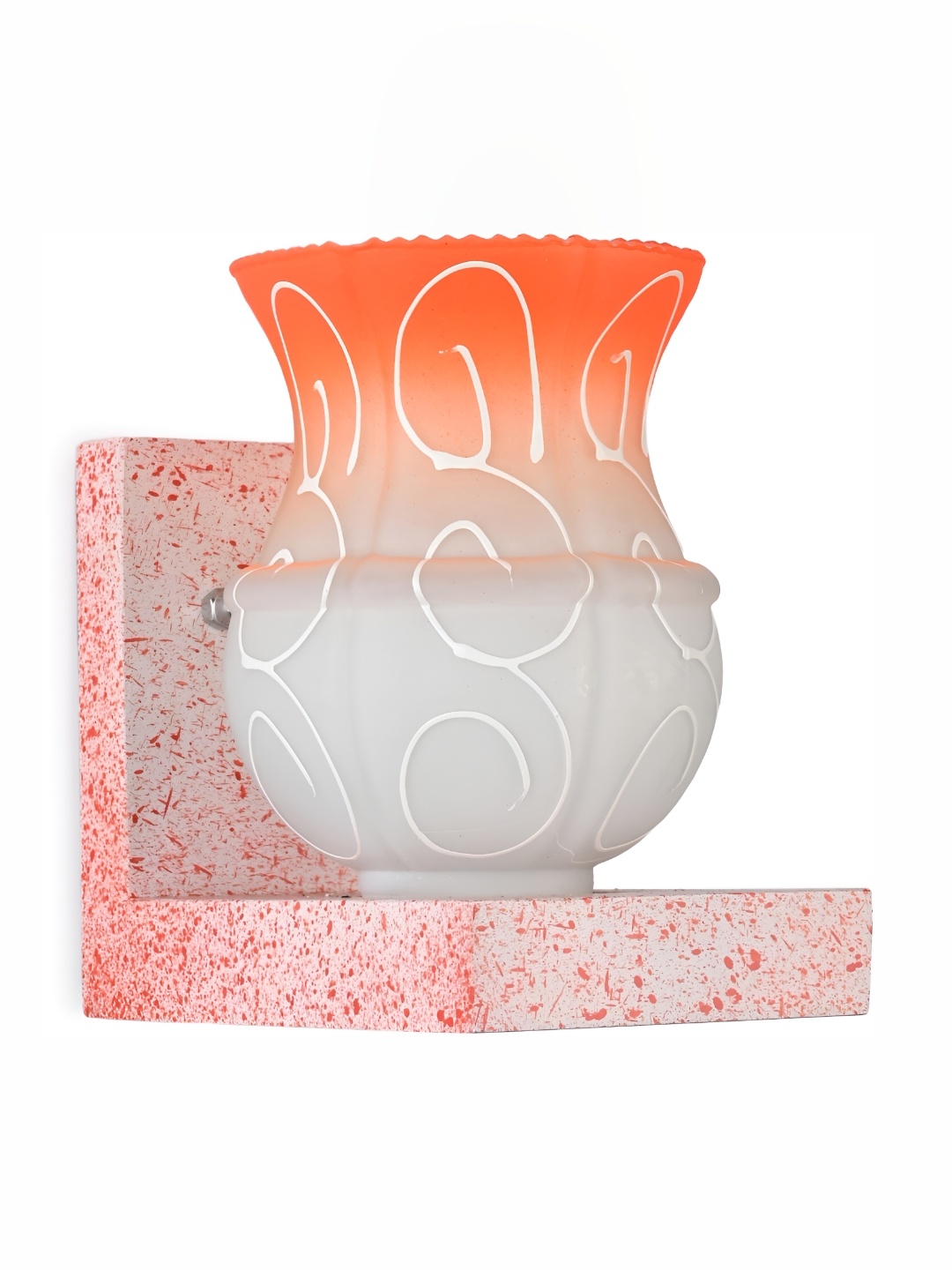 

1ST TIME Orange & White Printed Glass Cylinder Shaped Contemporary Wall Lamp