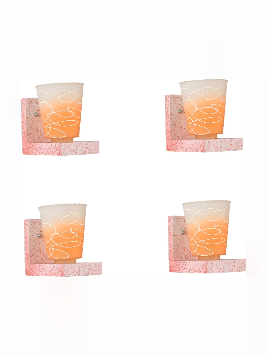 

1ST TIME Orange & White 4 Pieces Printed Glass Abstract Shaped Contemporary Wall Lamp