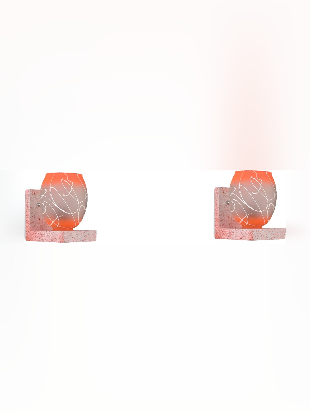 

1ST TIME Orange & White 2 Pcs Printed Glass Contemporary Wall Lamp