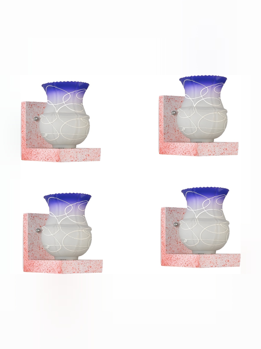 

1ST TIME Blue & White 4 Pcs Printed Glass Traditional Wall Lamp