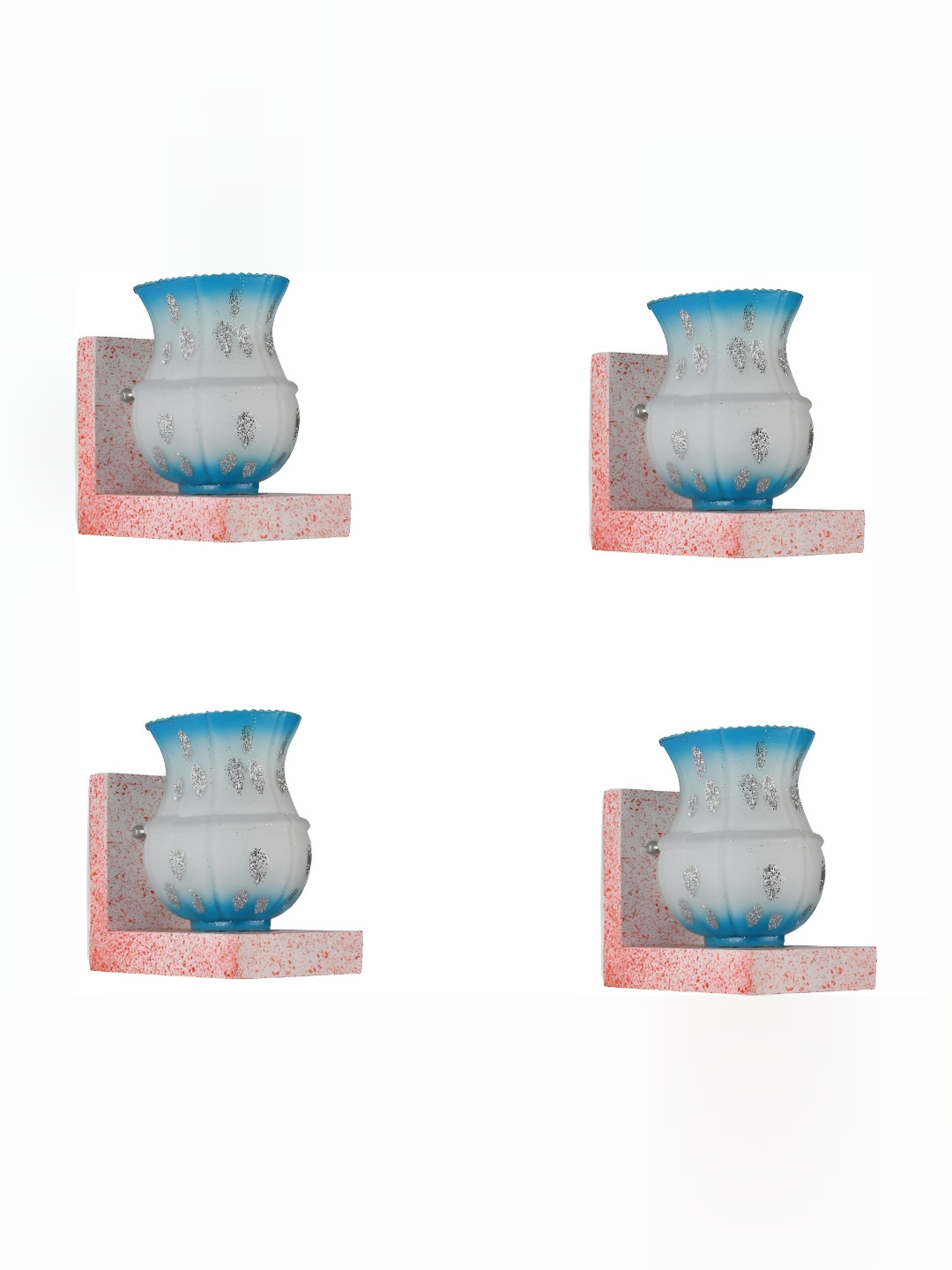 

1ST TIME Blue & White 4 Pieces Printed Glass Contemporary Wall Lamp