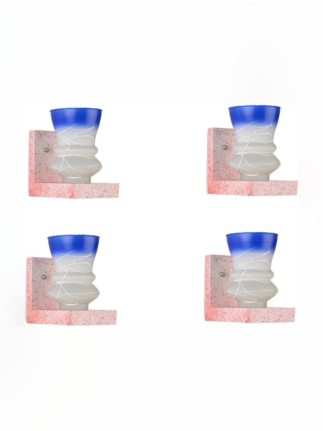 

1ST TIME Blue & White 4 Pieces Printed Glass Contemporary Wall Lamp