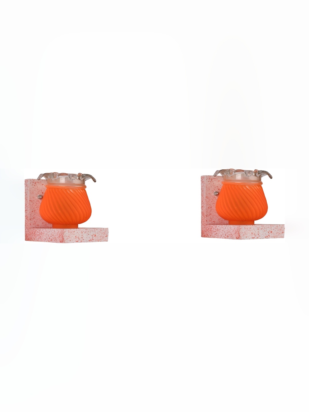 

1ST TIME Orange & White 2 Pieces Textured Glass Traditional Wall Lamp