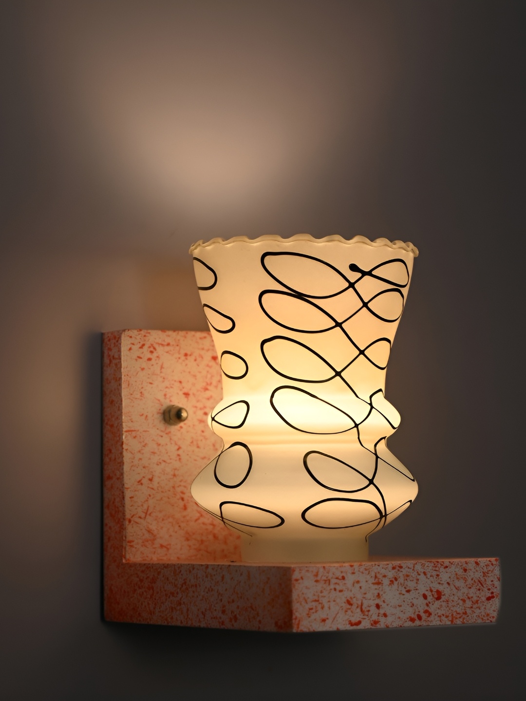 

1ST TIME Black & White Textured Glass Traditional Wall Lamp