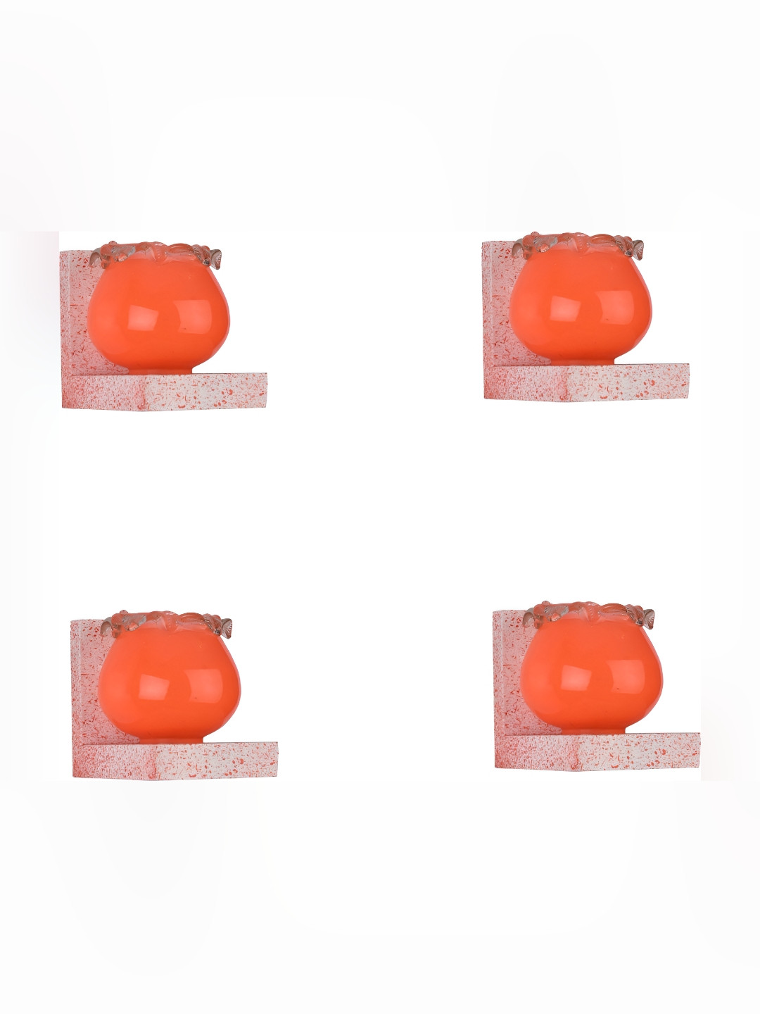 

1ST TIME Orange & White 4 Pieces Textured Abstract Shaped Glass Wall Lamps