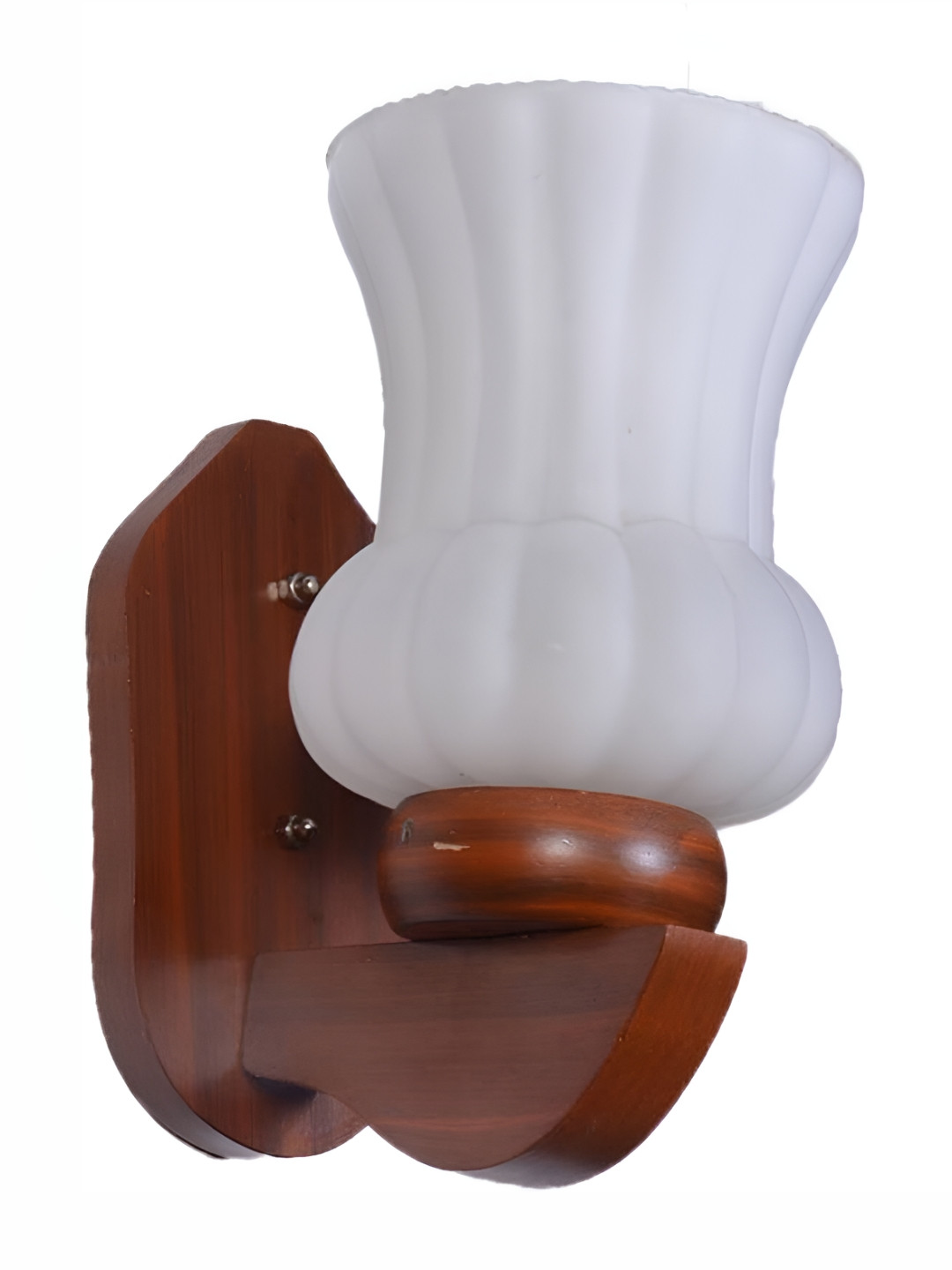 

1ST TIME White & Brown Glass Textured Contemporary Bell Shaped Wall Lamp