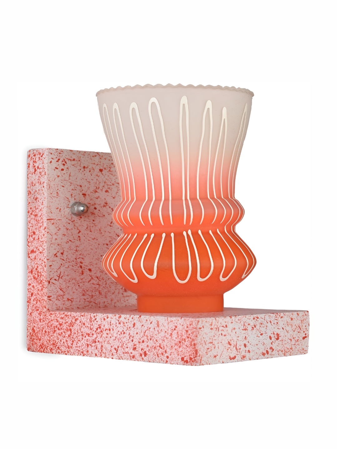 

1ST TIME Orange & White Printed Abstract Shaped Contemporary Glass Wall Lamp