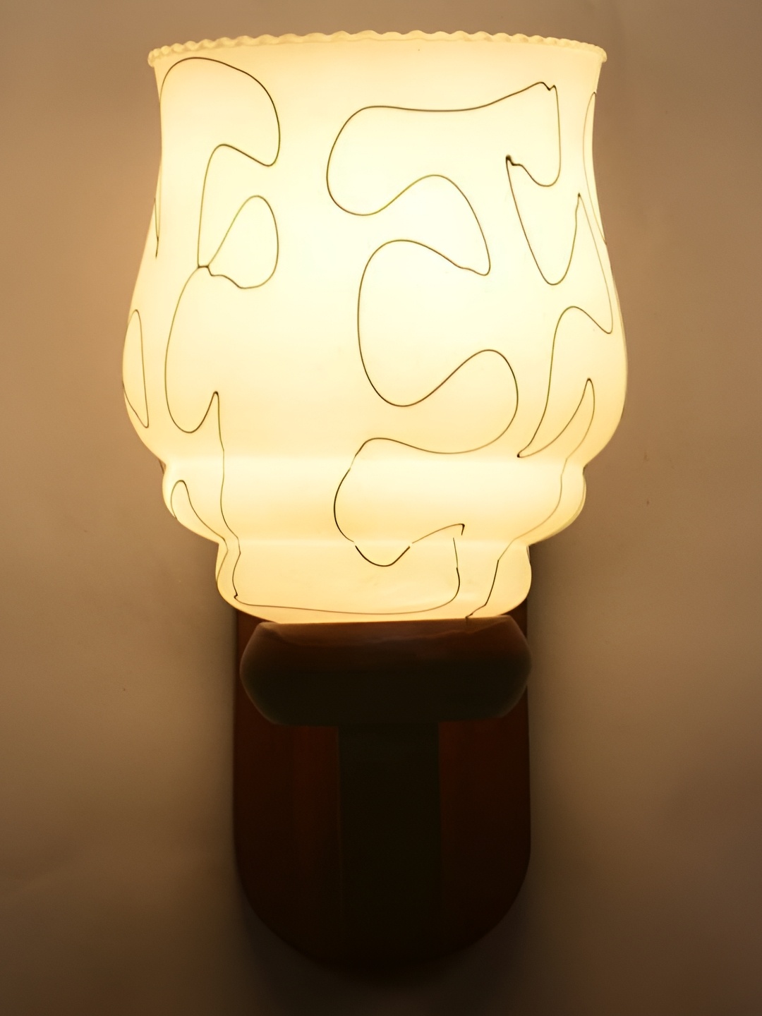 

1ST TIME White & Brown Printed Glass Contemporary Wall Lamp
