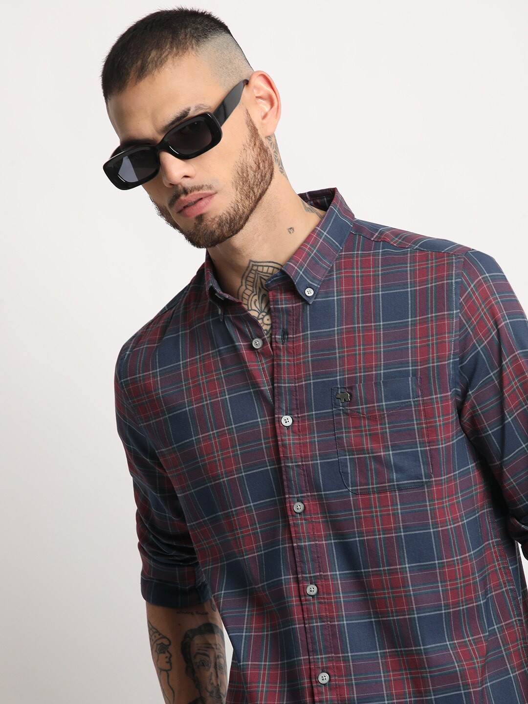 

THE BEAR HOUSE Slim Fit Tartan Checks Opaque Checked Casual Shirt, Multi