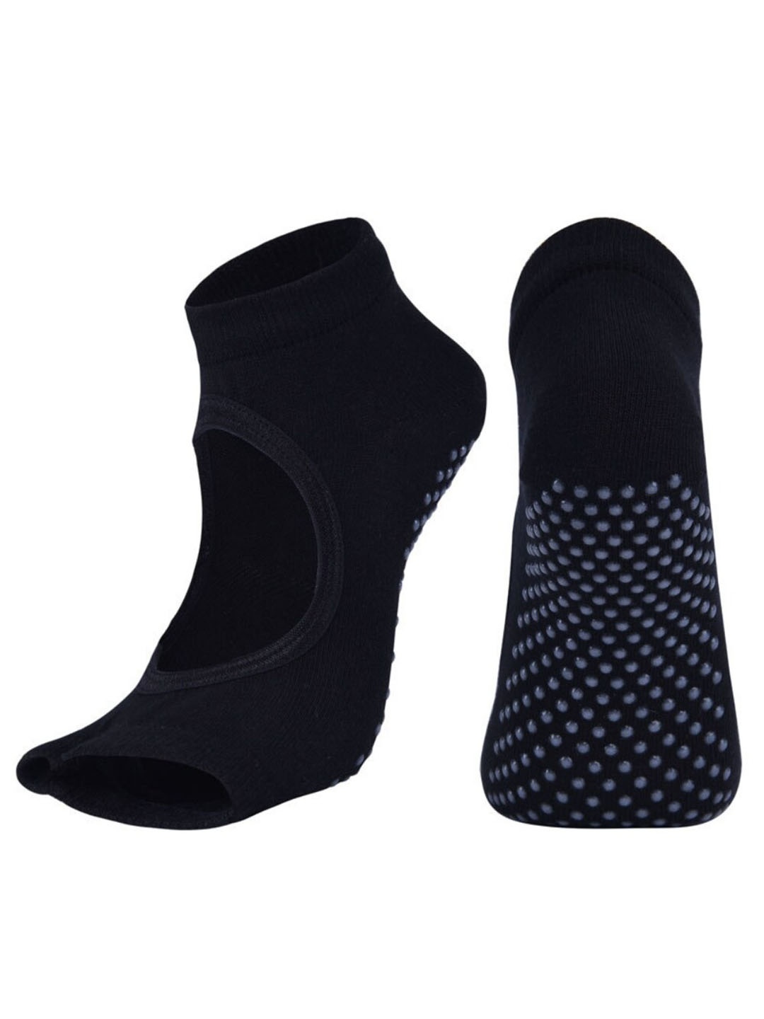 

BAESD Women Patterned Non-Slip Grips Anti Slip Ankle Length Yoga Socks, Black