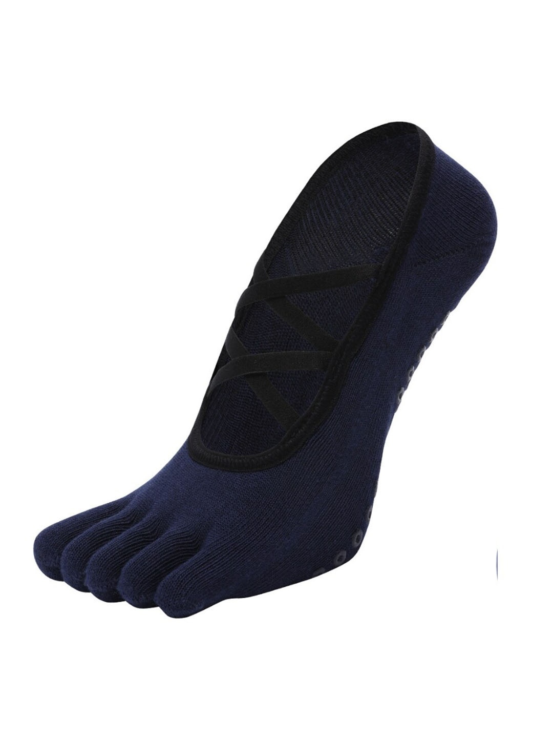 

BAESD Women Patterned Non-Slip Grips Ankle-Length Yoga Socks, Navy blue