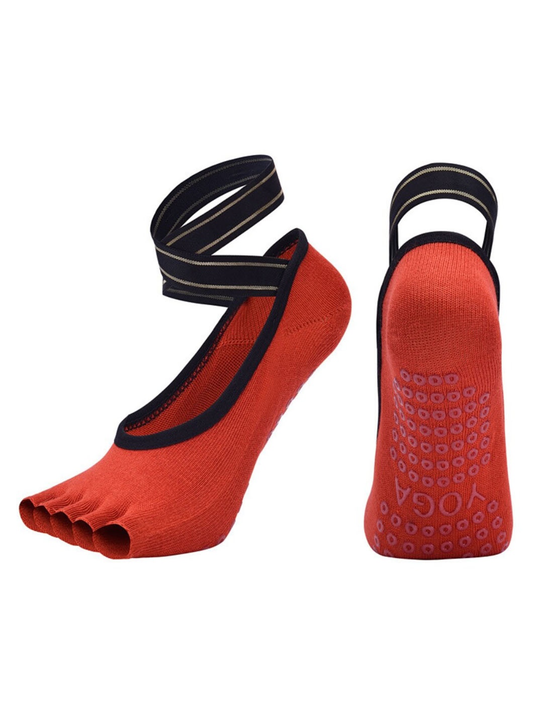 

BAESD Women Non-Slip Grips Ankle-Length Yoga Socks, Orange