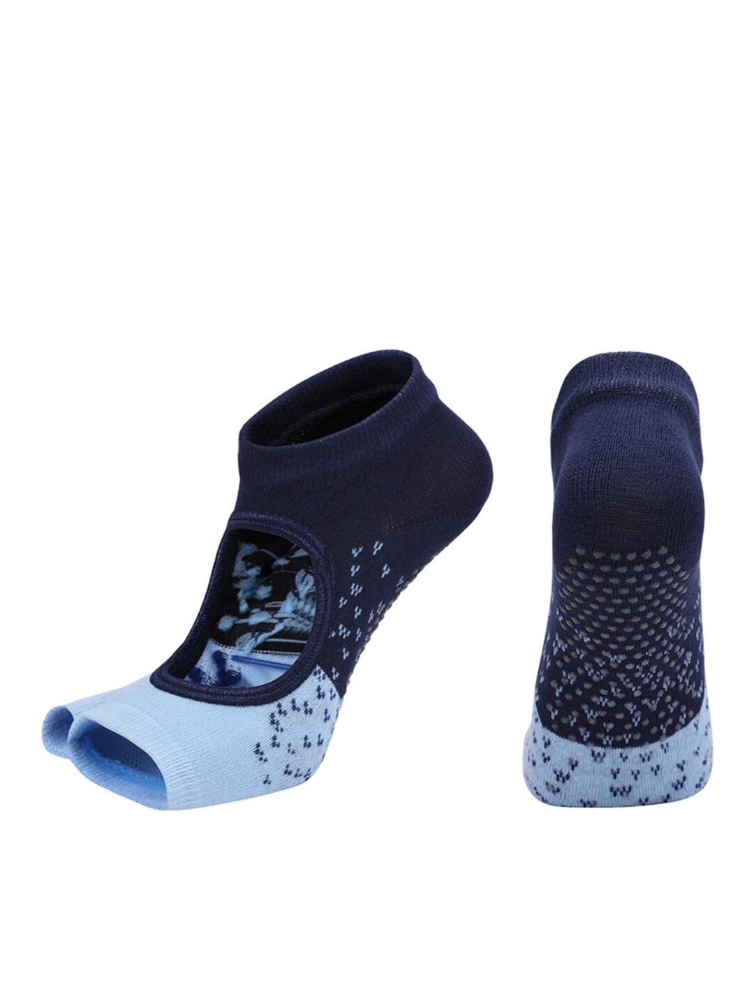 

BAESD Women Patterned Non-Slip Grips Ankle-Length Yoga Socks, Blue