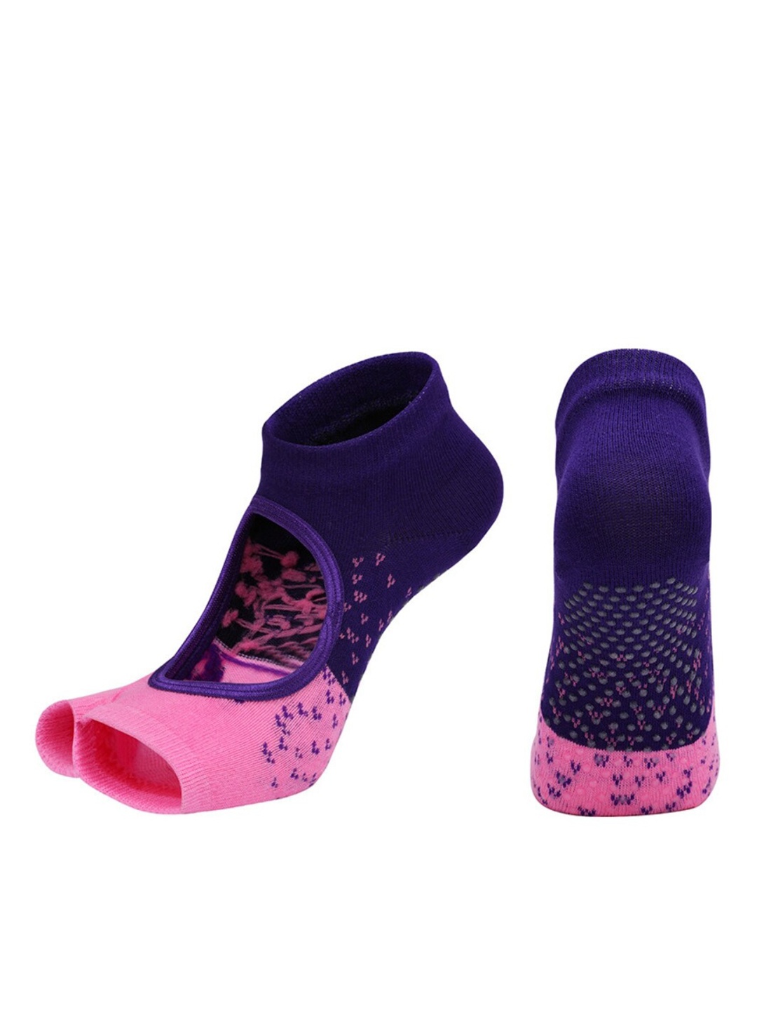 

BAESD Women Patterned Non-Slip Grips Anti Slip Ankle Length Yoga Socks, Purple