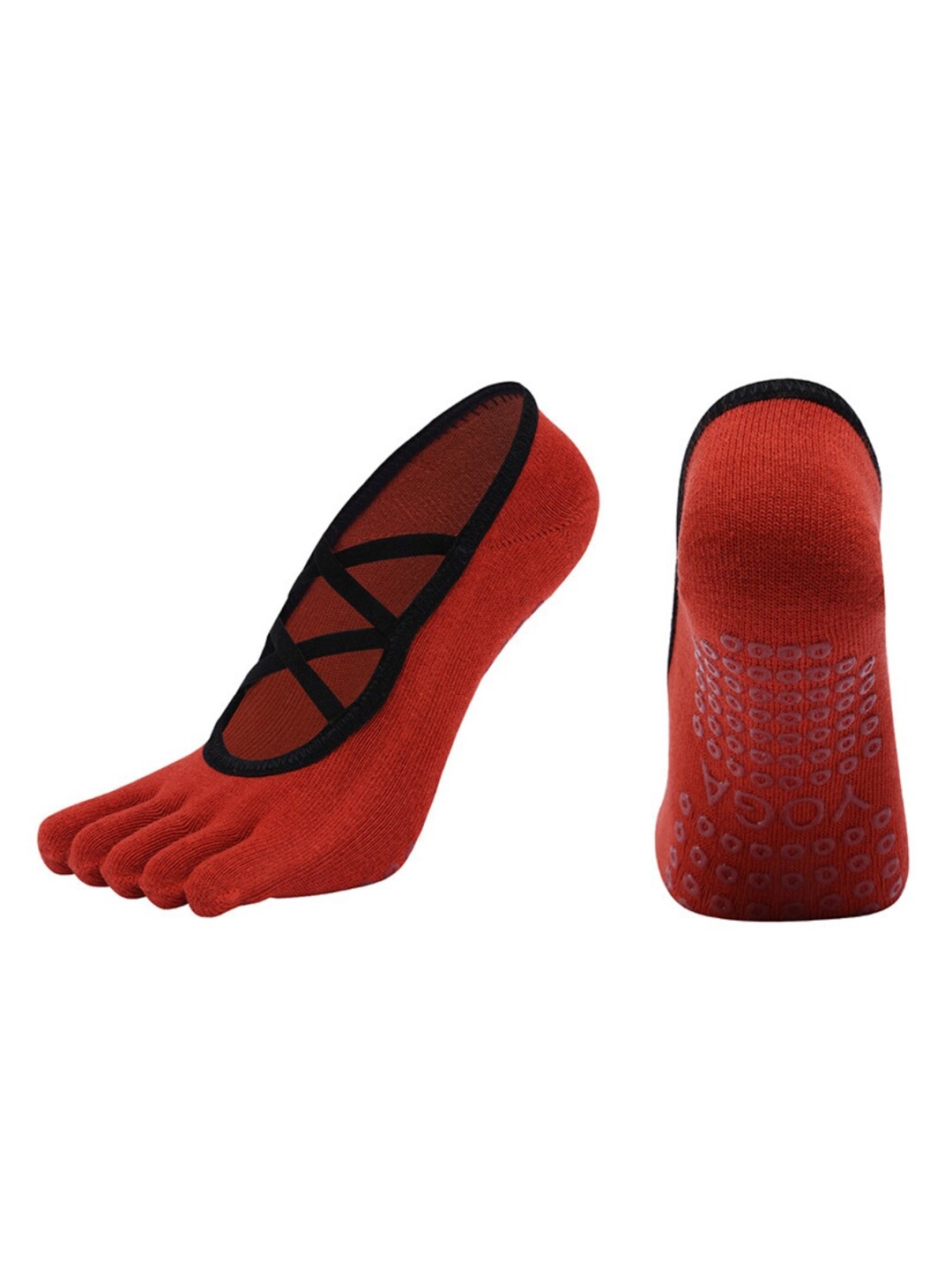 

BAESD Women Non-Slip Grips Ankle-Length Yoga Socks, Orange