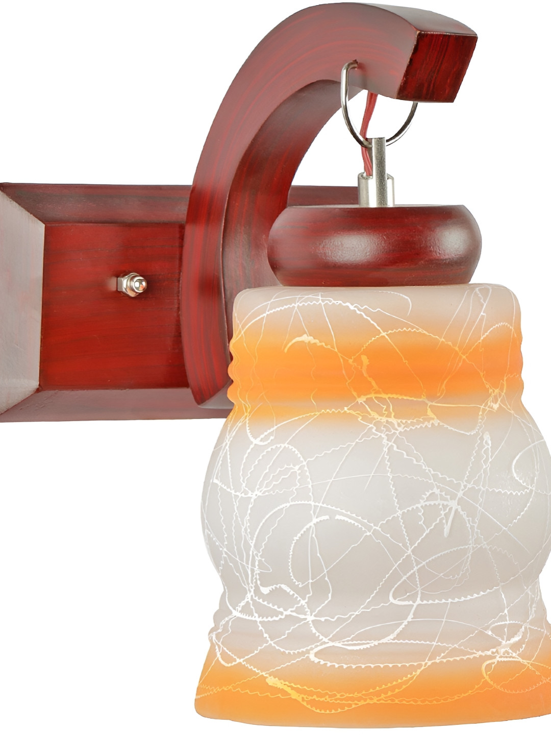 

1ST TIME White & Orange Printed Glass Contemporary Bell Shaped Wall Lamp