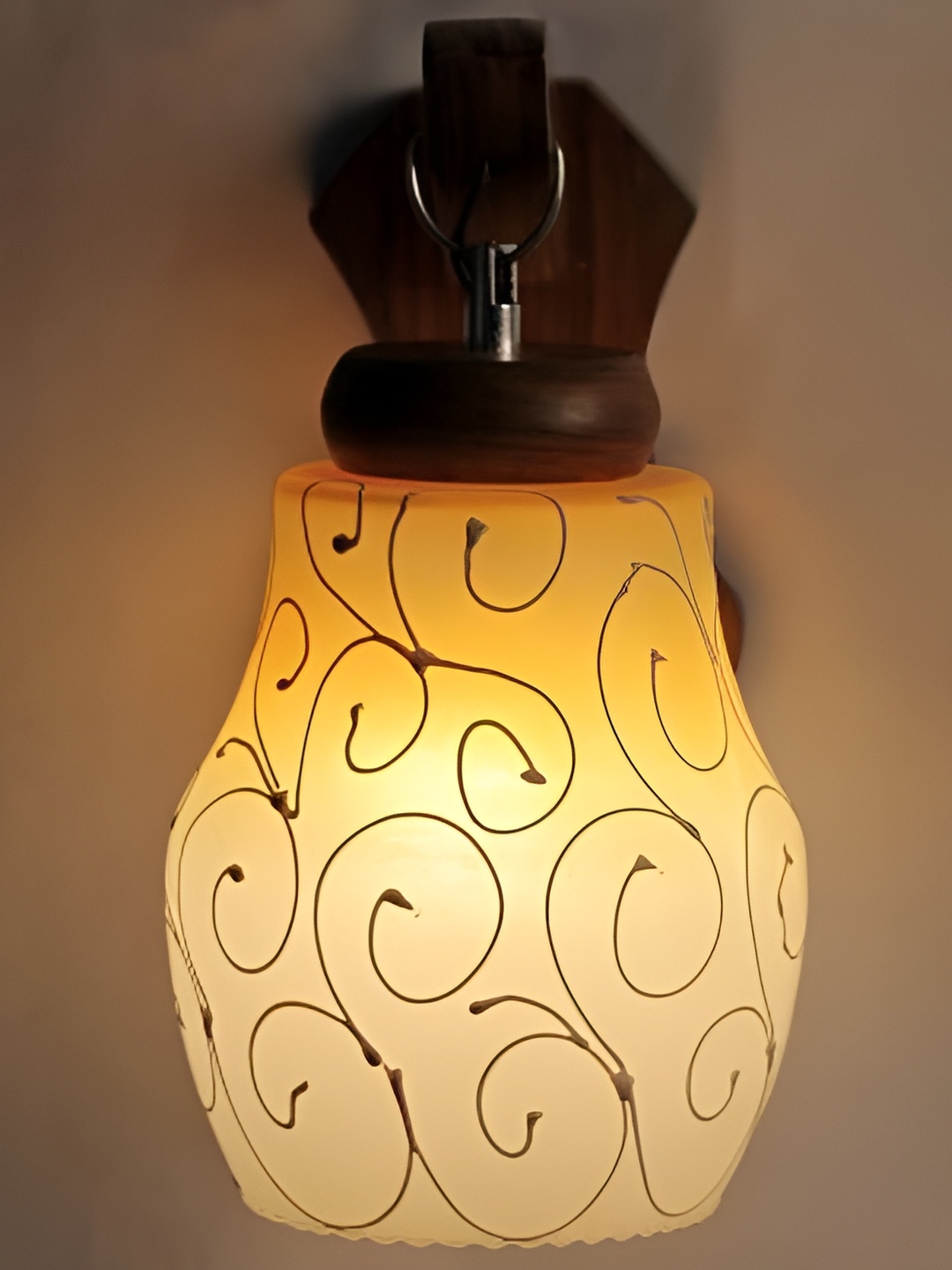 

1ST TIME Yellow & Brown Printed Glass Traditional Wall Lamp