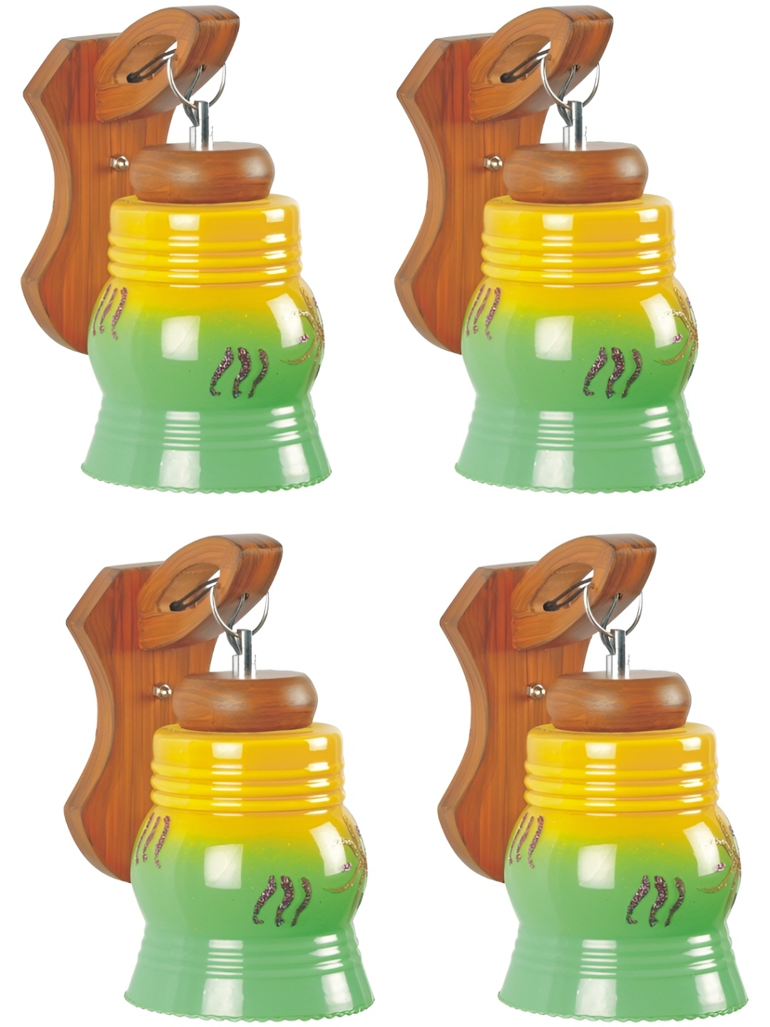 

1ST TIME Green & Yellow 4 Pieces Printed Glass Traditional Wall Lamps