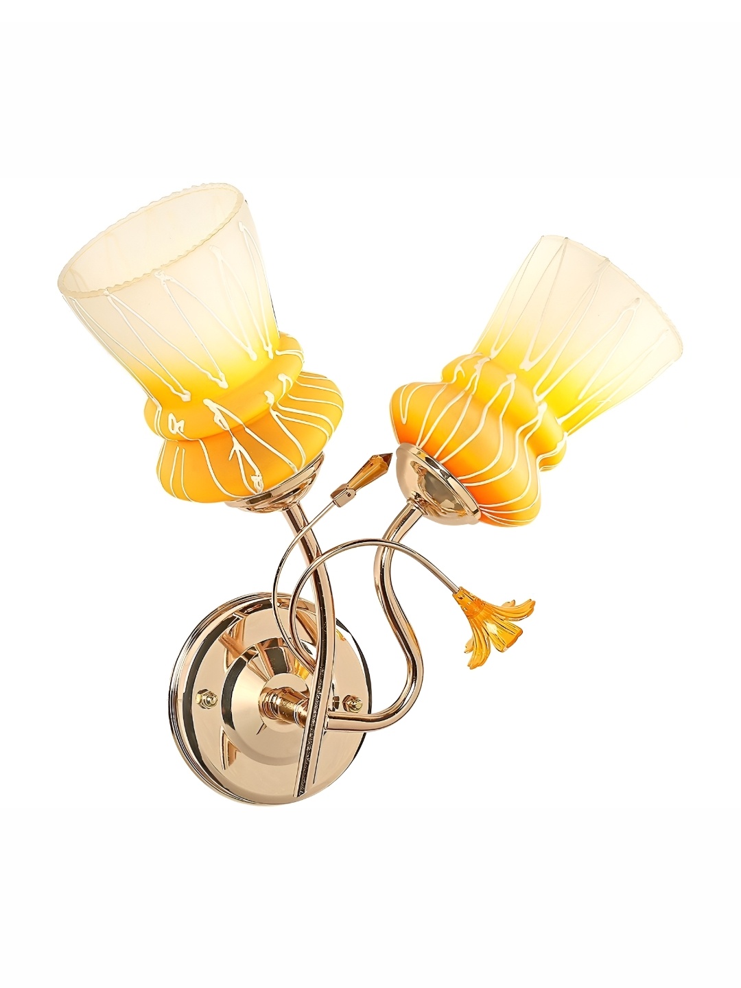 1ST TIME Yellow & White Printed Glass Contemporary Wall Lamp